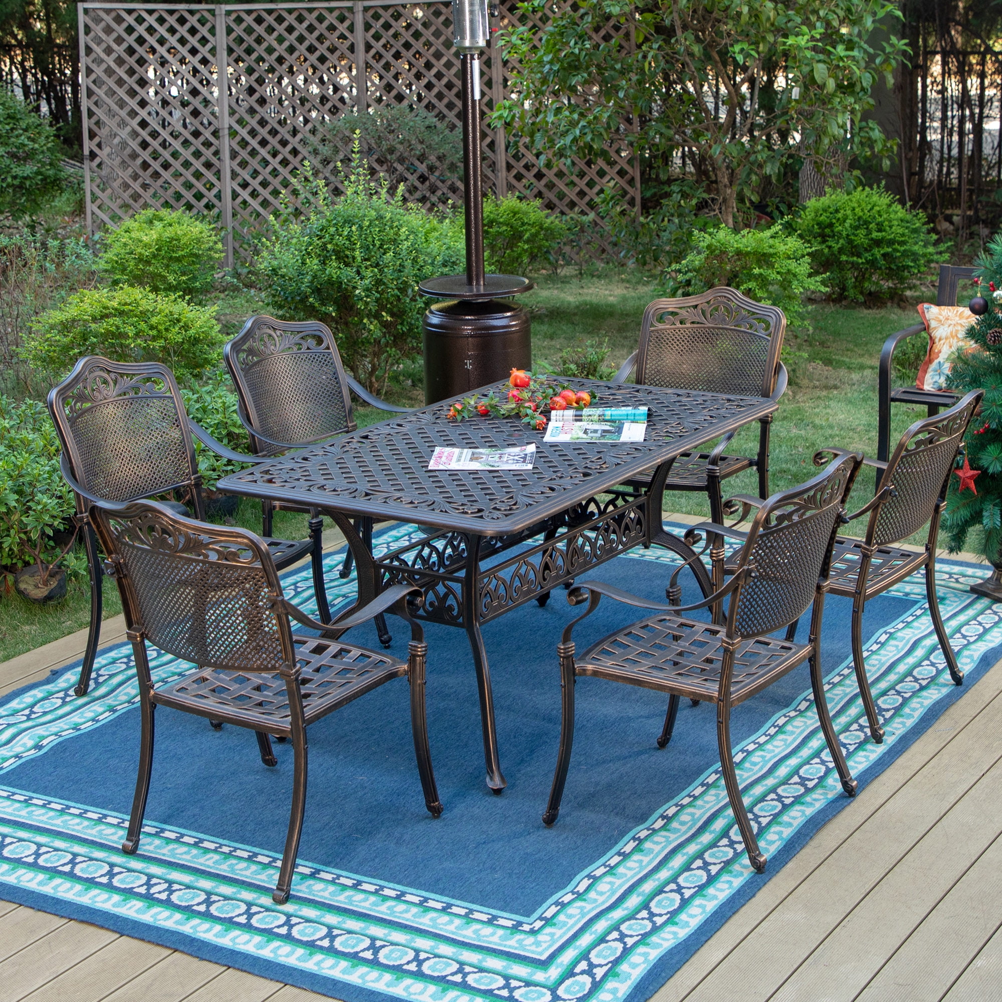 MF Studio 2-Piece Cast Aluminum Outdoor Patio Dining Chairs with Curvy Appearance, Antique Bronze - Image 7