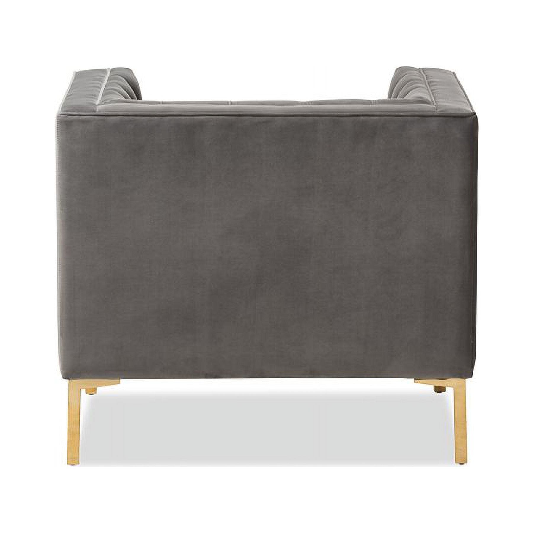 Baxton Studio Zanetta Luxe and Glamour Grey Velvet Upholstered Gold Finished Lounge Chair - Image 5