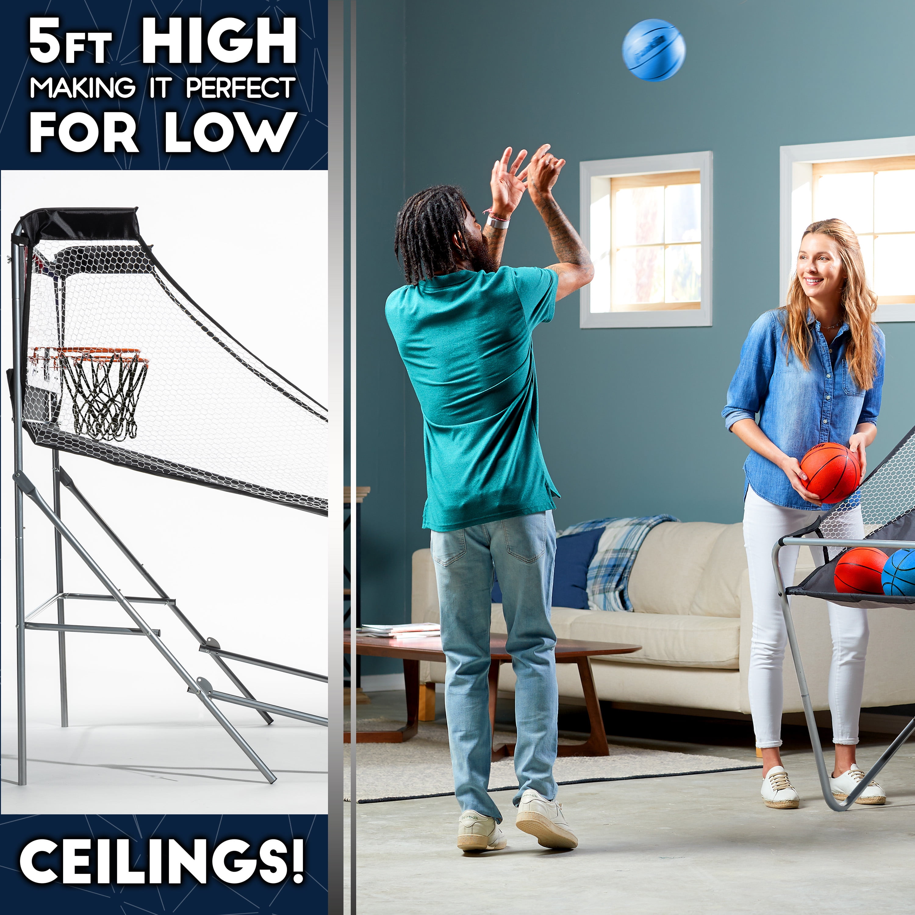 Franklin Sports Arcade Indoor Basketball Shootout Game - Foldable - 60" x 60" x 36" - Image 5