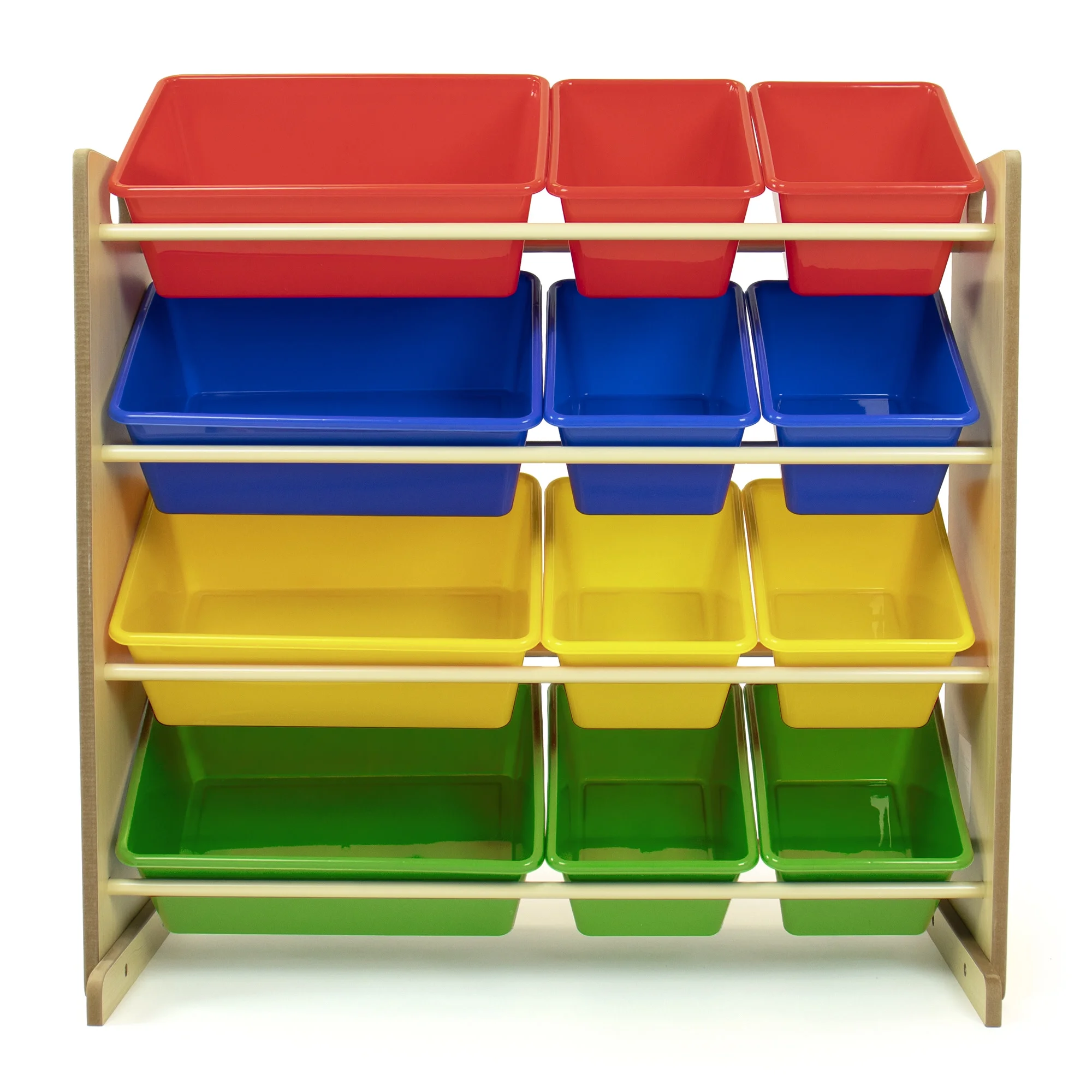 Humble Crew Primary Toy Storage Organizer with 12 Plastic Storage Bins, Natural/Primary - Image 2