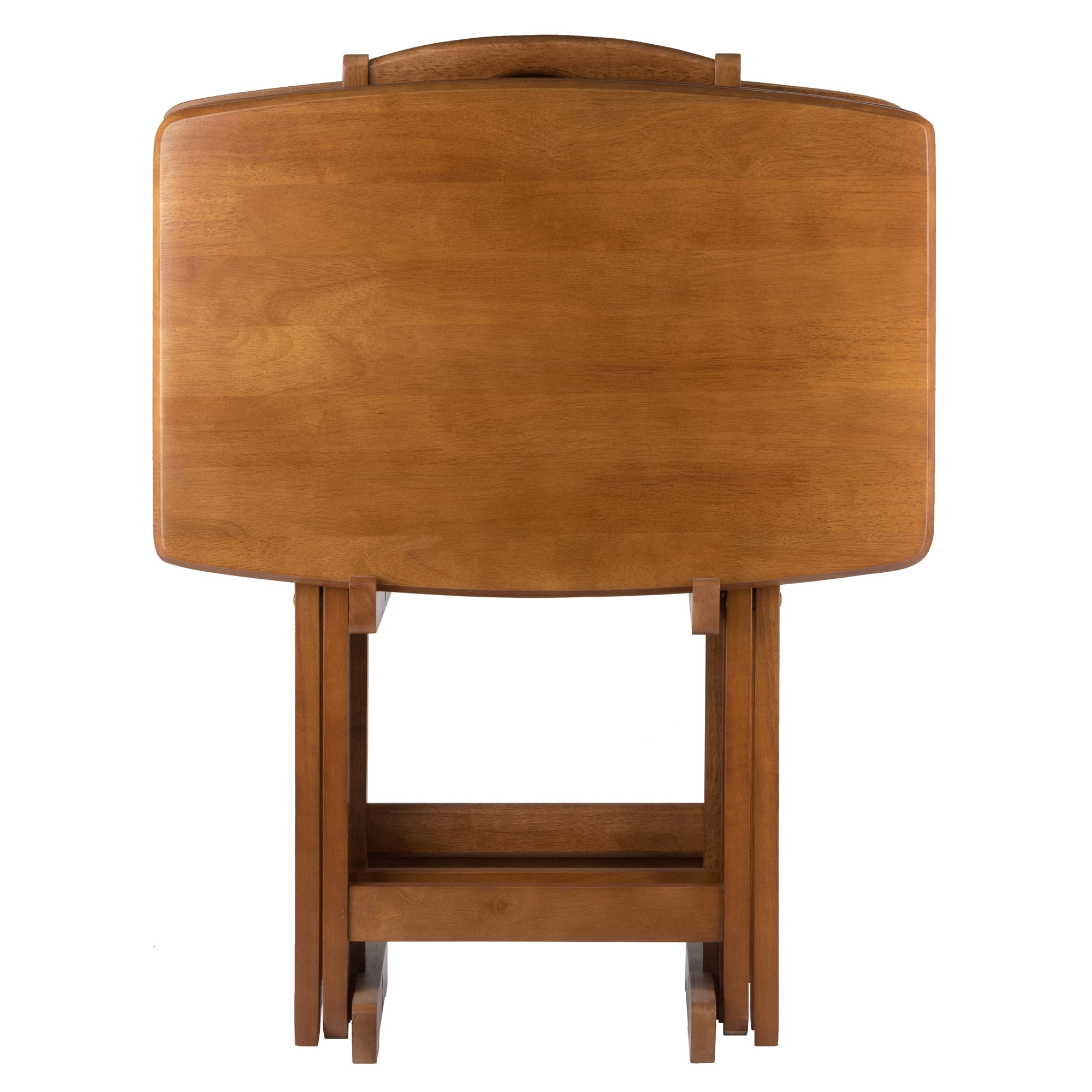 Winsome Dylan 5-Piece Oversized Folding Snack Table Set, Teak Finish - Image 11