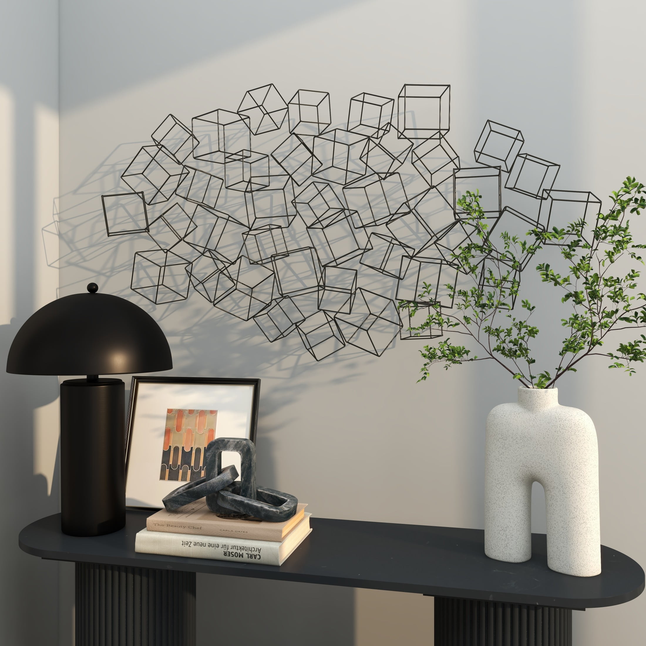 DecMode Black Metal 3D Layered Wire Cube Geometric Wall Decor - Image 10