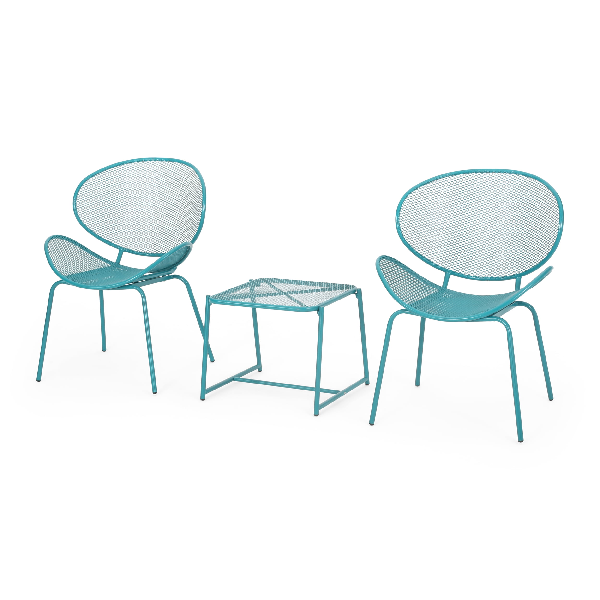 Noble House Elloree 3 Piece Outdoor Conversation Set in Matte Teal - Image 5