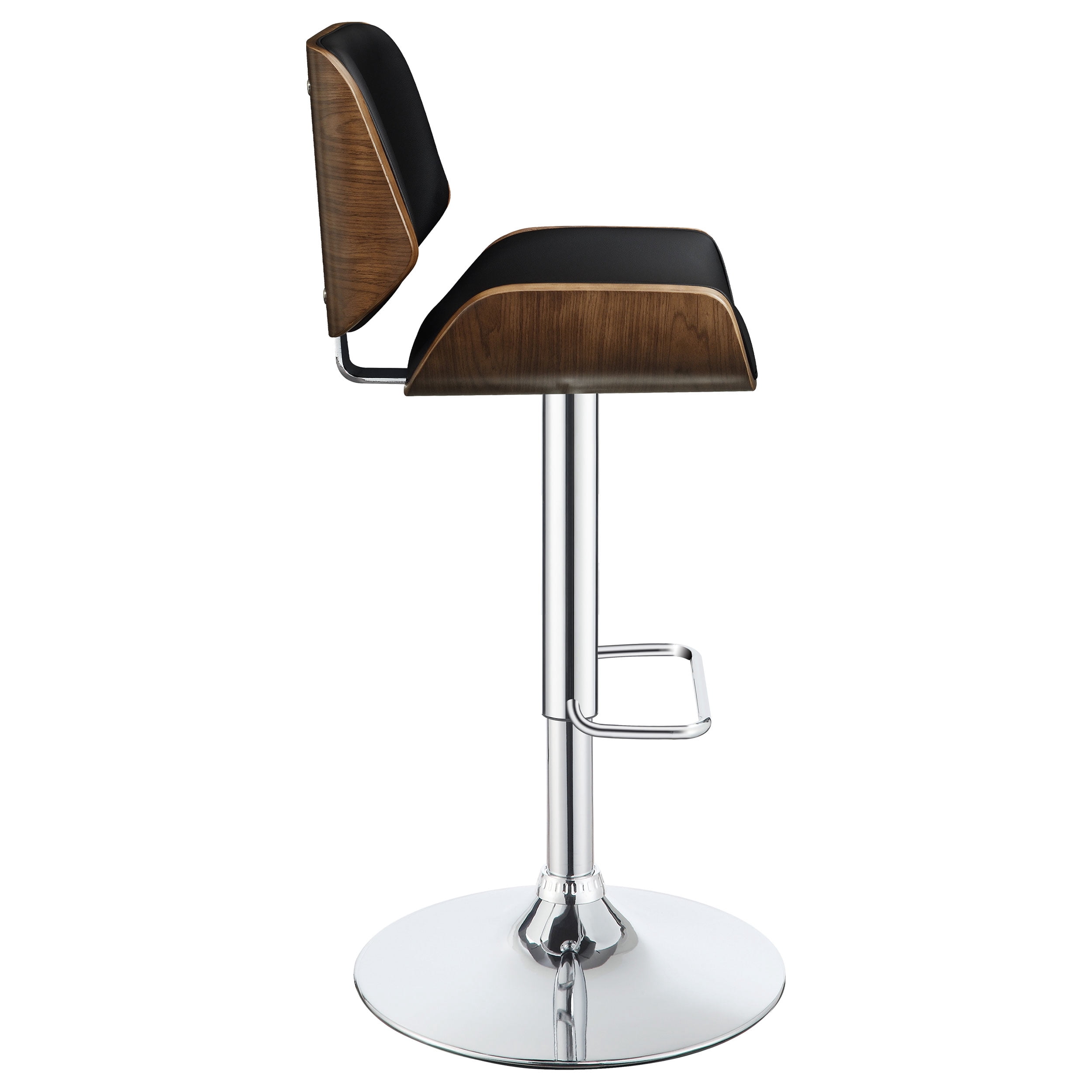 Folsom Upholstered Adjustable Bar Stool Black and Chrome - Image 9