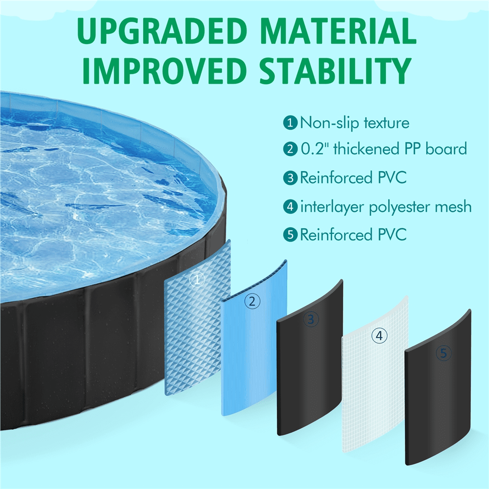 Alden Design 55.1 x 11.8 inch Foldable Pet Pool Swimming for Indoor/Outdoor, XL, Blue - Image 9