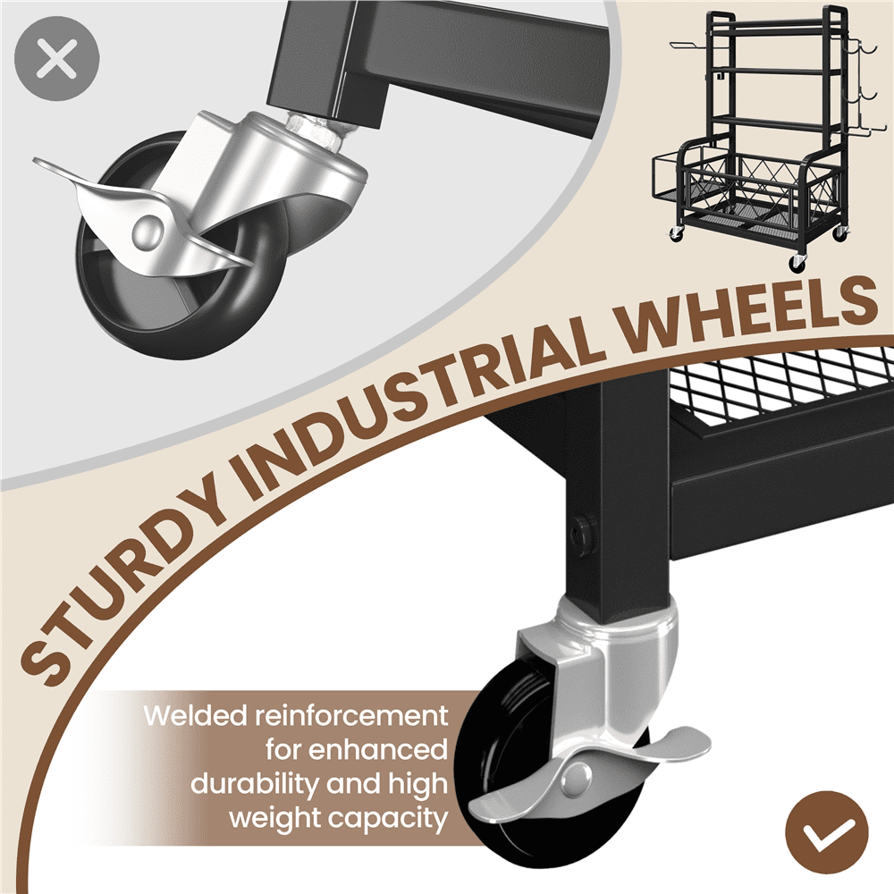 Renwick Metal Rolling Dumbbell Rack with Hooks, Black - Image 2