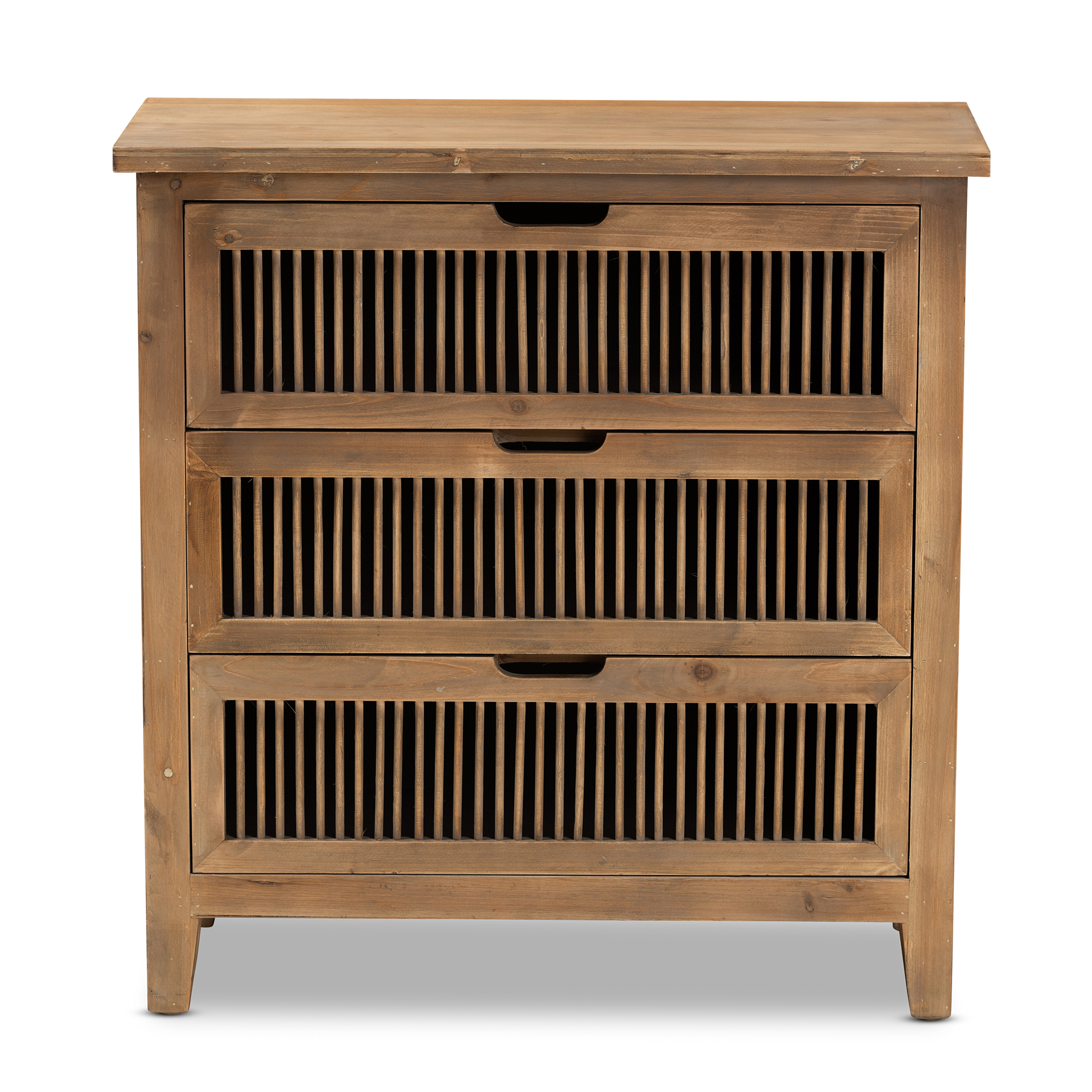Baxton Studio Clement Rustic Transitional Medium Oak Finished 3-Drawer Wood Spindle Chest - Image 9
