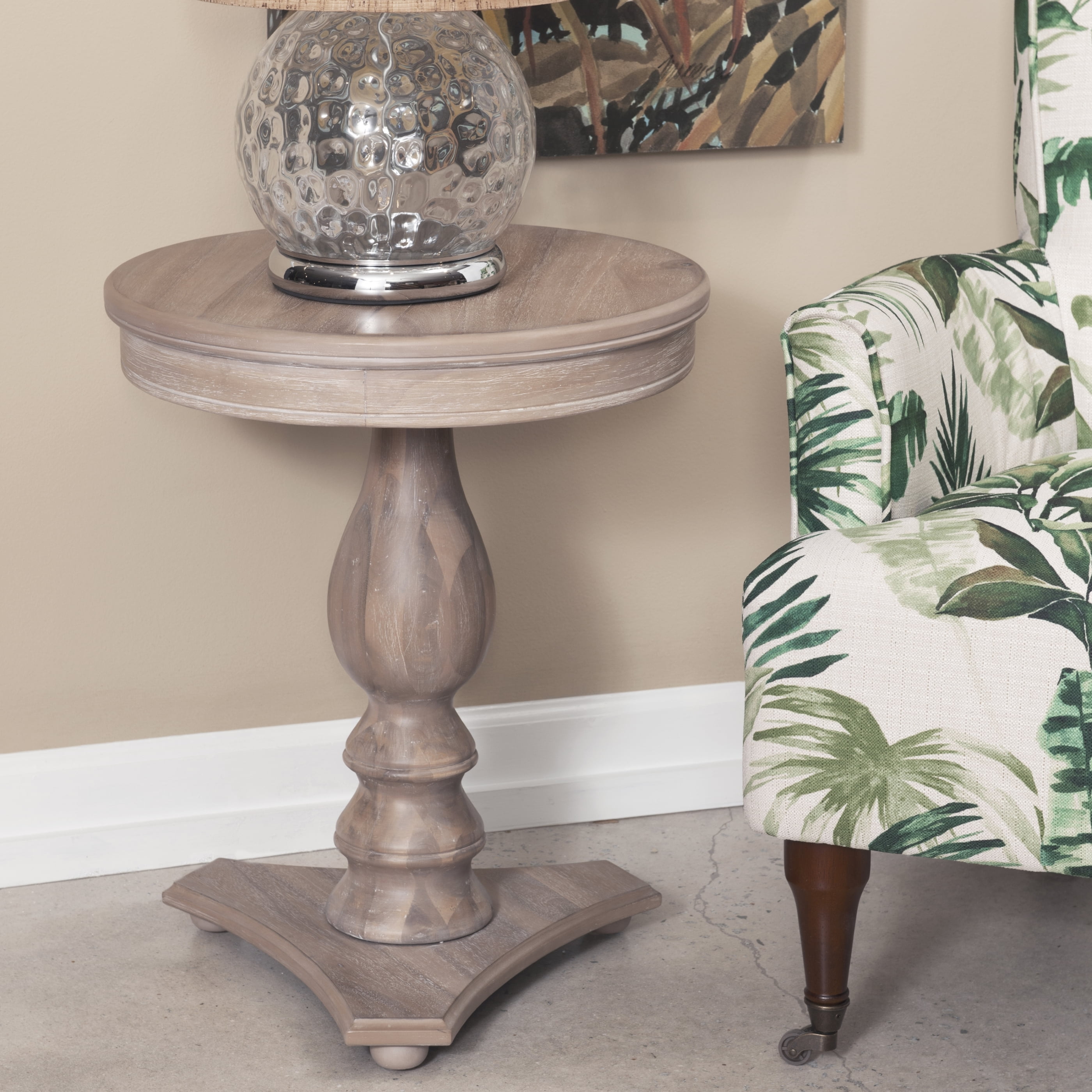 Powell Stanton Pedestal Accent Side Table, Natural - Image 9