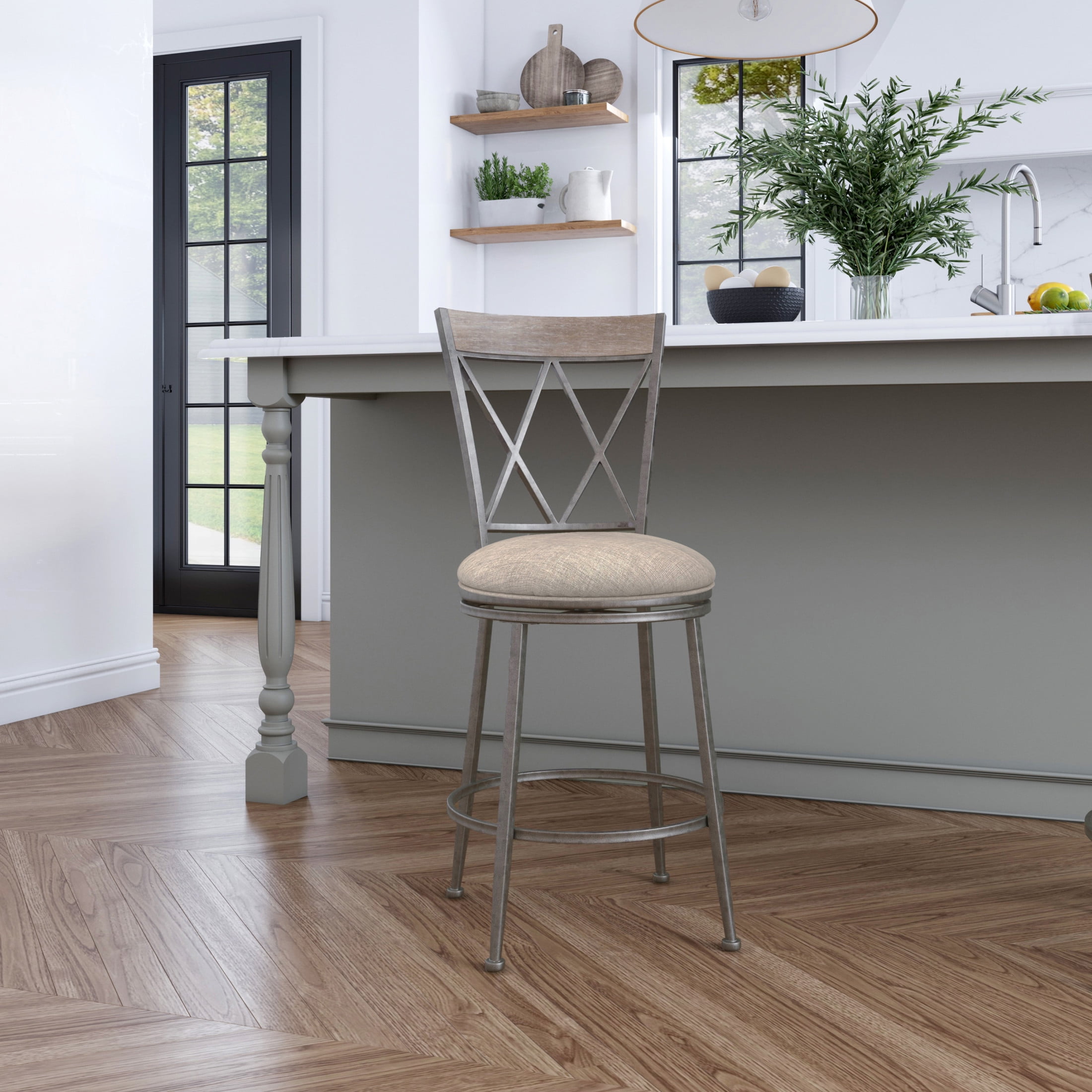 Hillsdale Furniture Stewart Metal Counter Height Swivel Stool, Aged Pewter - Image 19