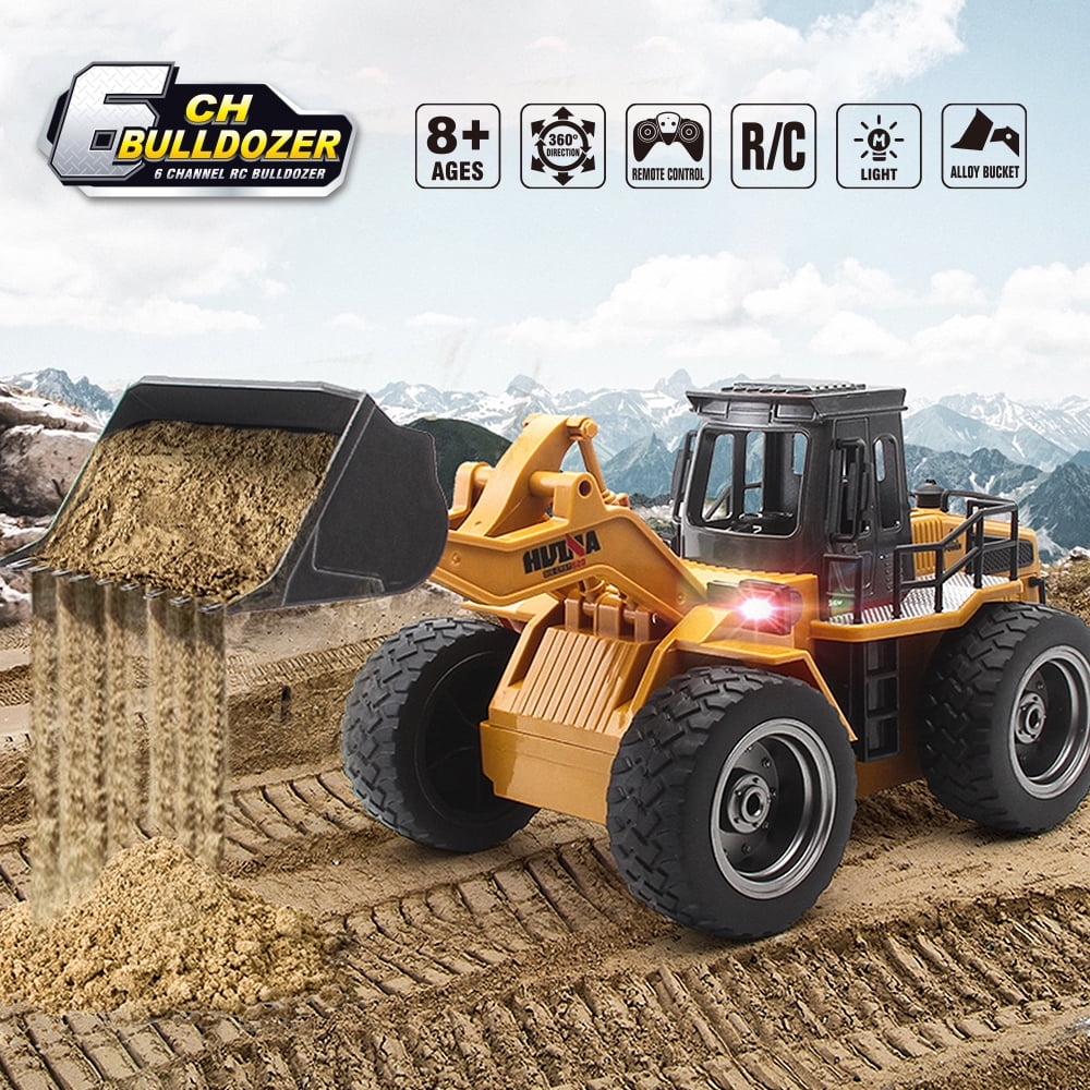 Fisca 1/18 Metal Shovel Remote Control Tractors Toys for Kids, 4WD Kids RC Loaders Construction Vehicles with Lights - Image 4
