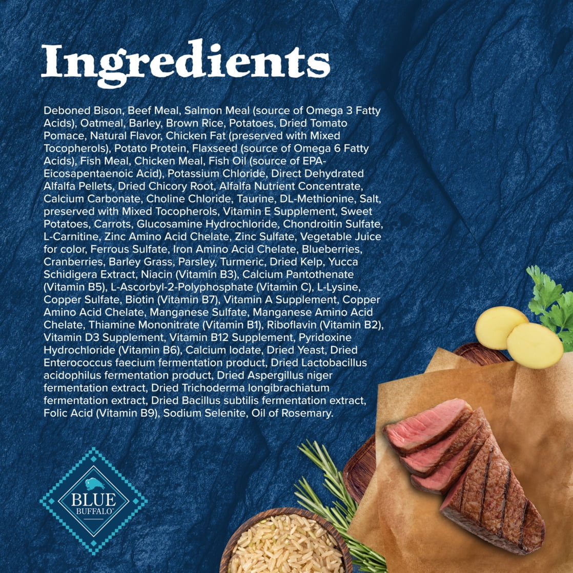 Blue Buffalo Wilderness Natural High-Protein Dry Food for Large Breed Dogs, Bison, 28-lb bag. - Image 3