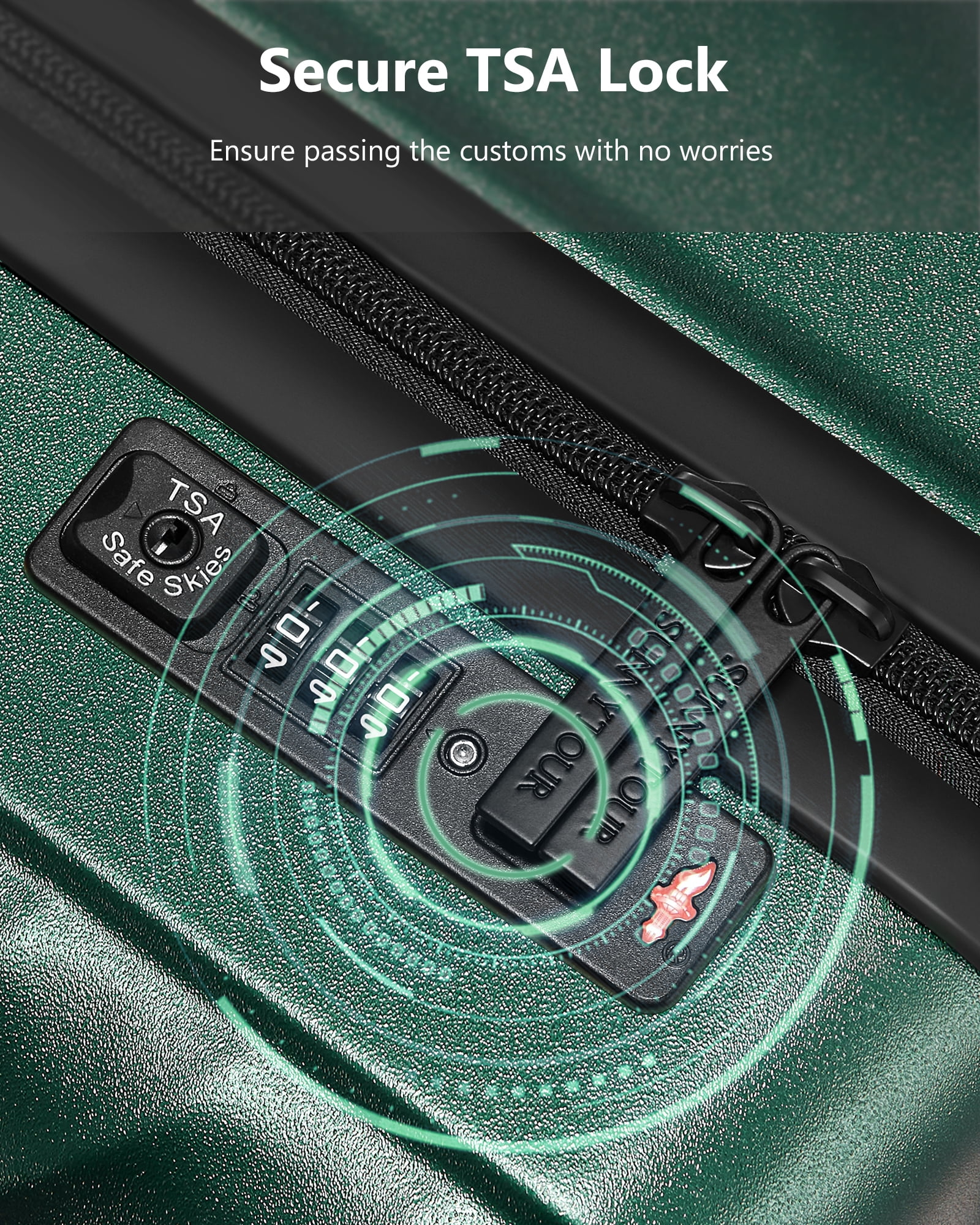 Gowill Hardside Luggage with Spinners, Carry-On 20-Inch, Deep green - Image 3