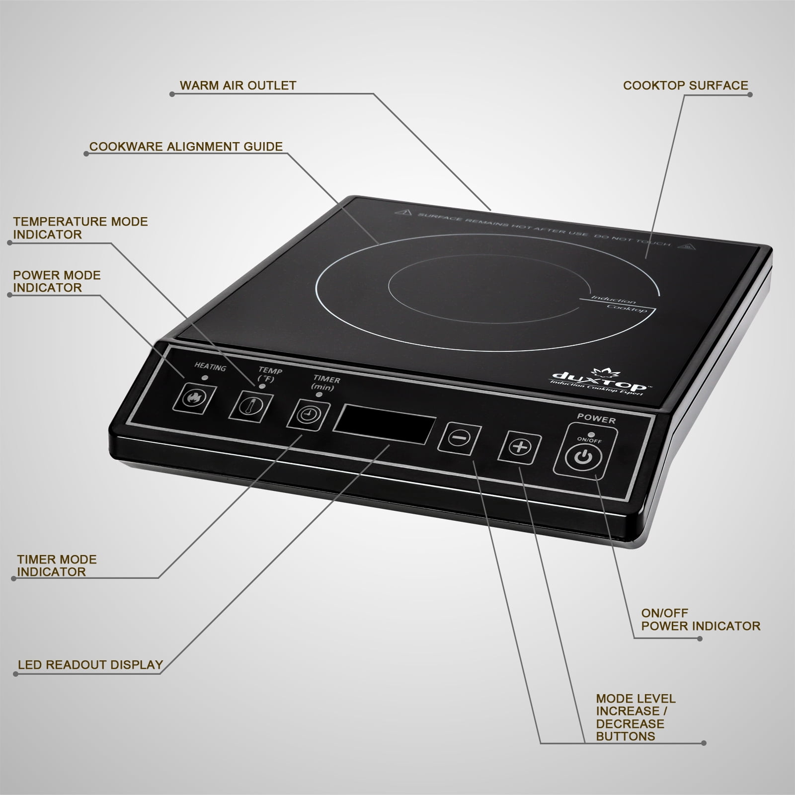 Restored Duxtop 1800W Portable Induction Cooktop Countertop Burner, Black 9100MC/BT-M20B (Refurbished) - Image 5