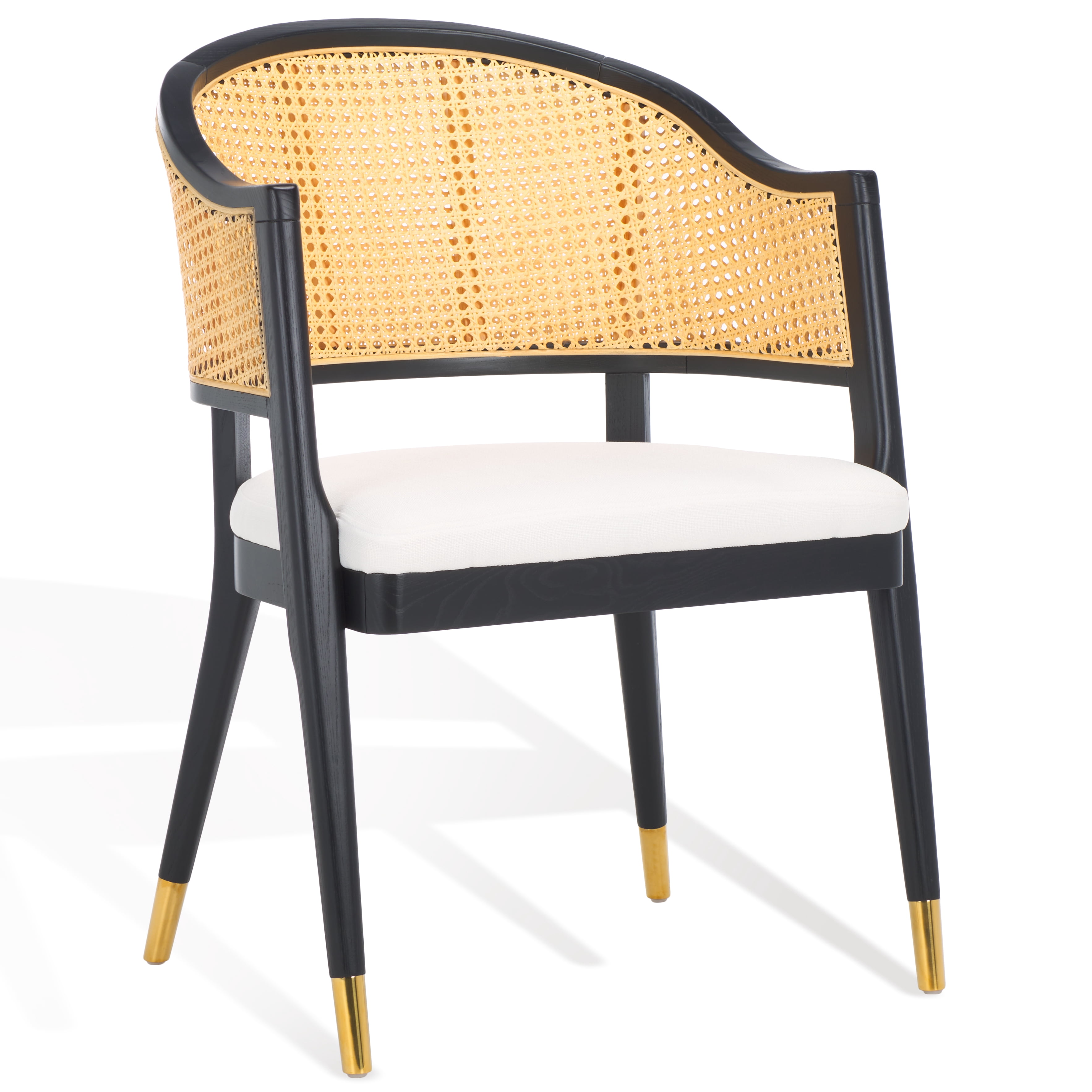 SAFAVIEH Couture Rogue Mid-Century Linen Solid Dining Chair, Black/Natural - Image 3