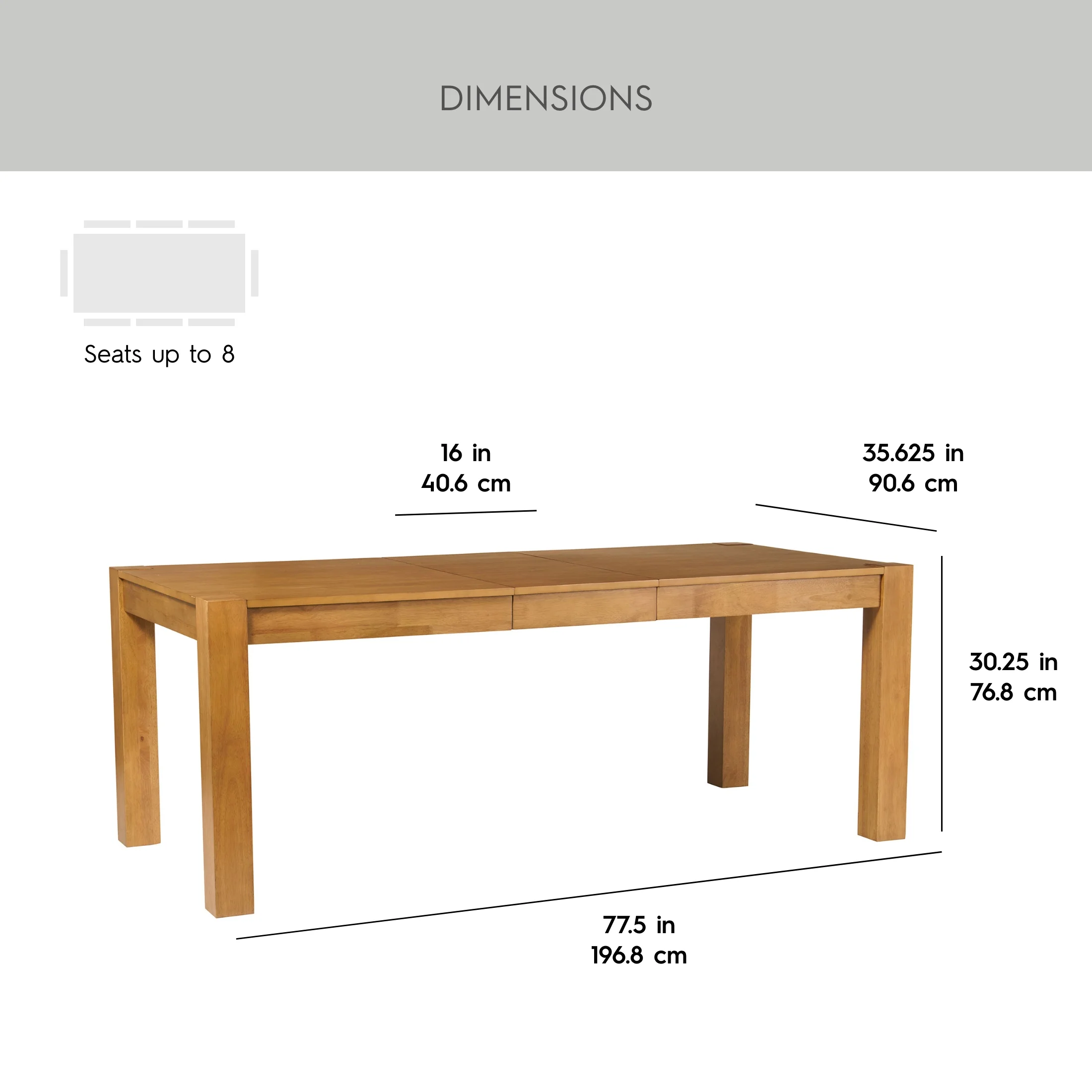 Better Homes & Gardens Bryant Solid Wood Extendable Dining Table, Light Honey Finish - Image 9