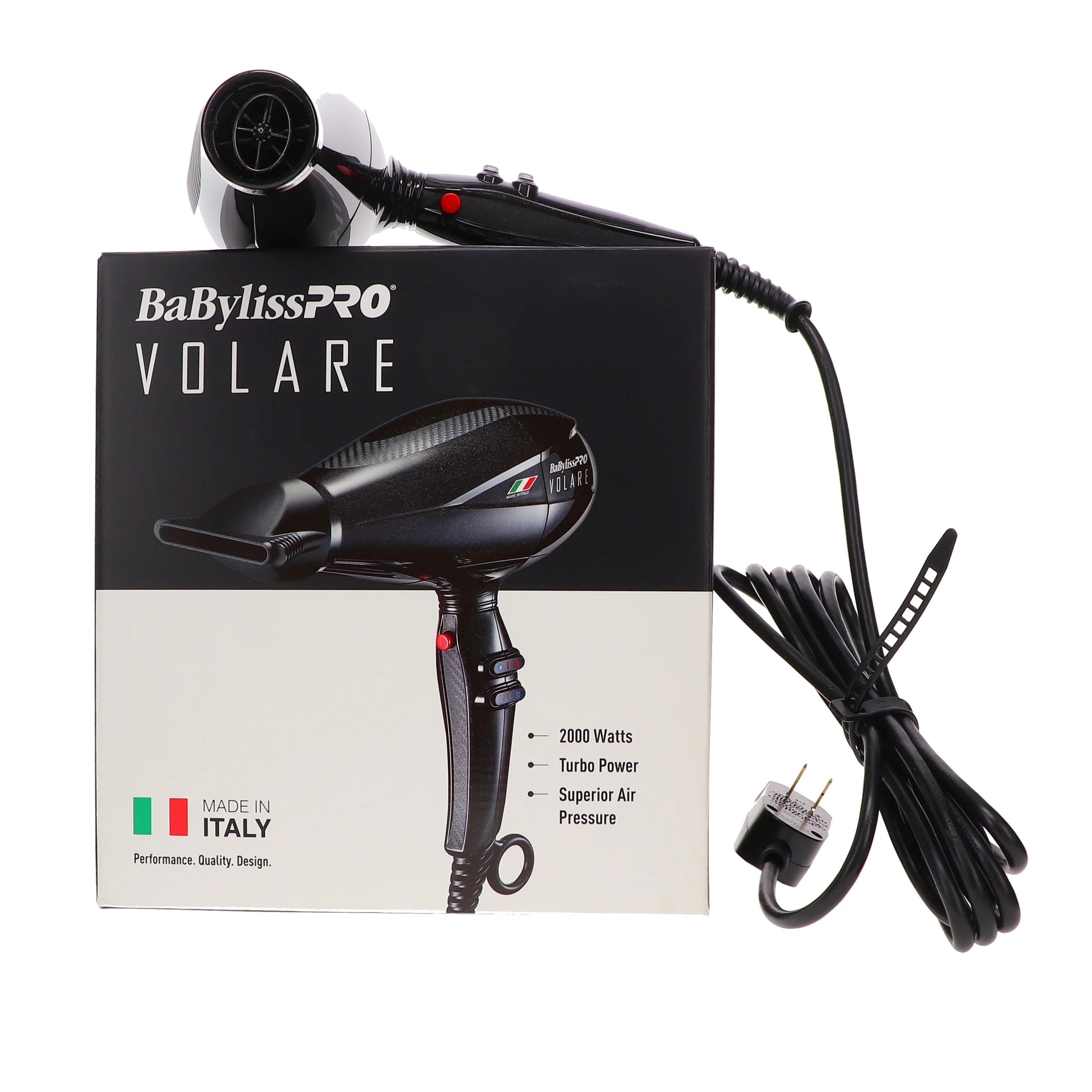 BaBylissPRO Nano Titanium Volare V1 Full-Size Dryer Ferrari-Designed Engine Black - Image 5