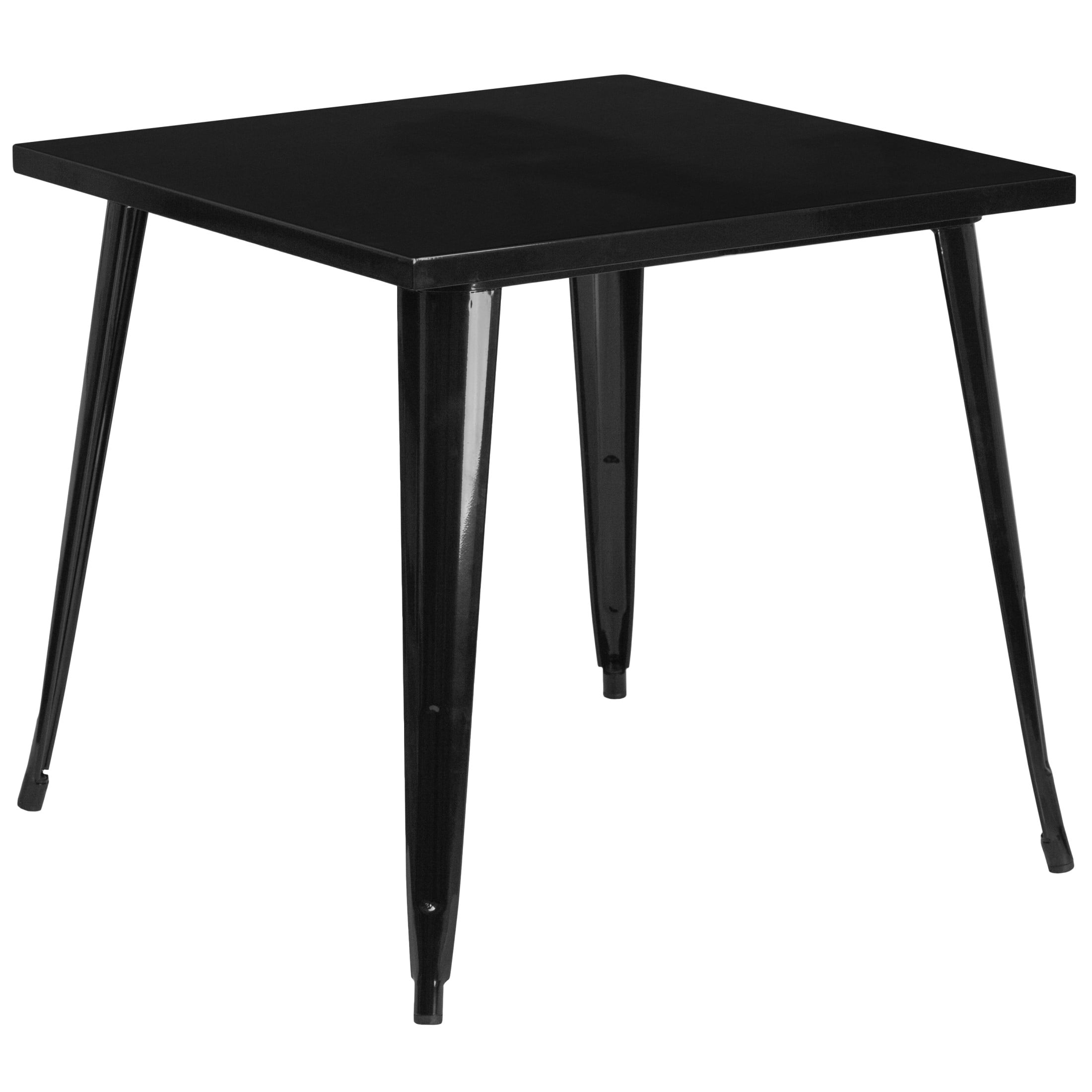 Flash Furniture Toby Commercial Grade 31.75" Square Black Metal Indoor-Outdoor Table - Image 2