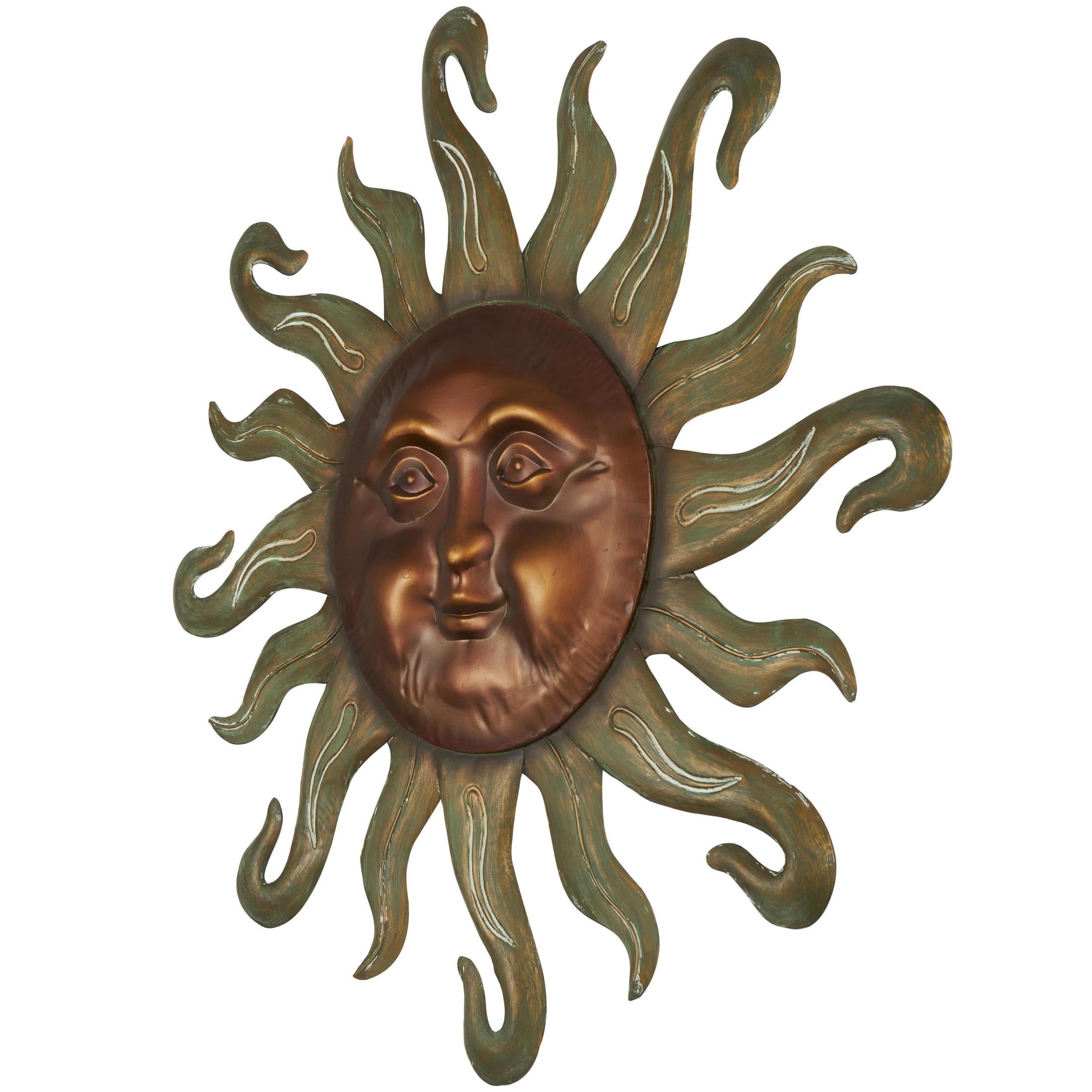 DecMode Copper Metal Sun Wall Decor with Smiling Face and Curved Rays - Image 7