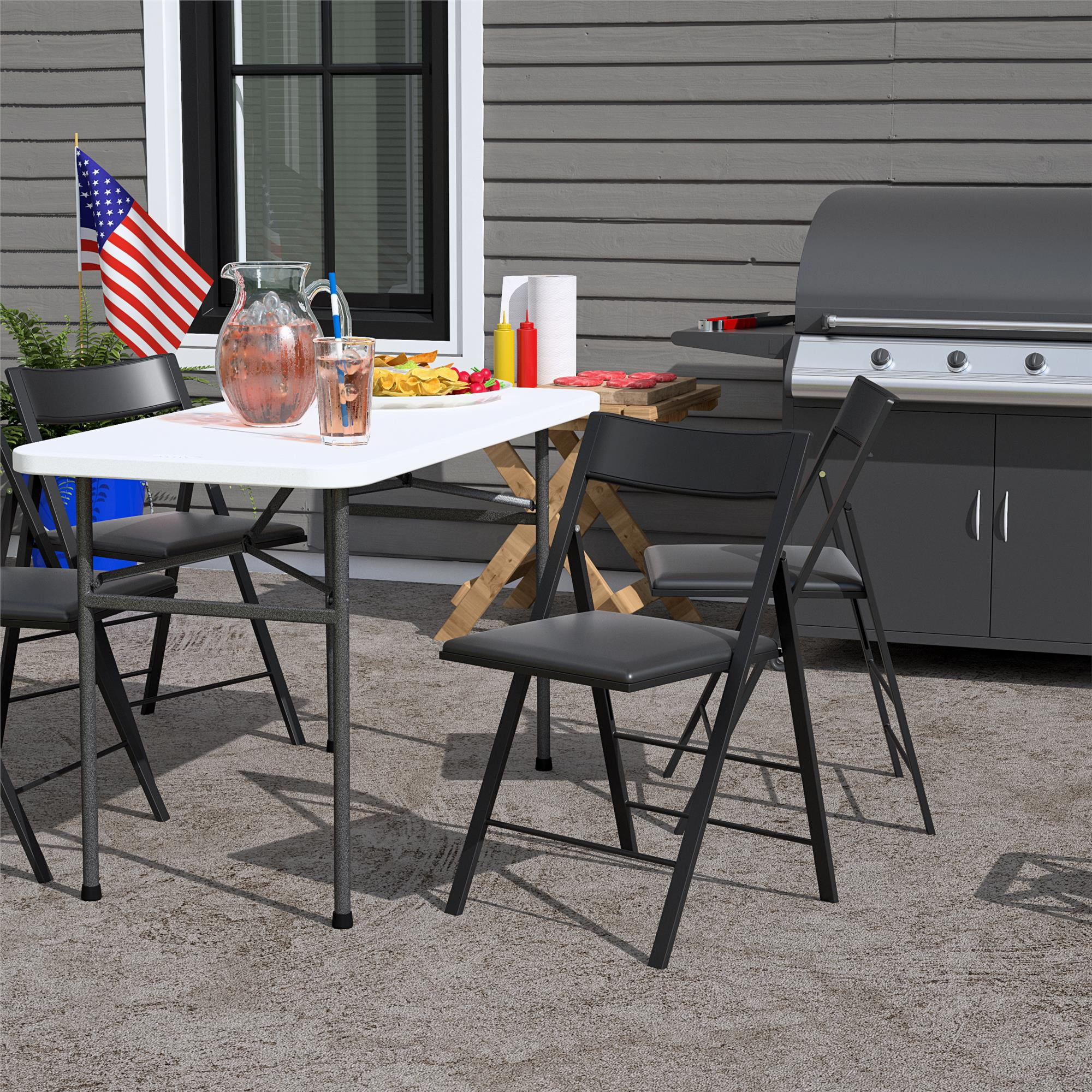 COSCO Modern Folding Chairs with Vinyl Seats, 2-Pack, Black - Image 5