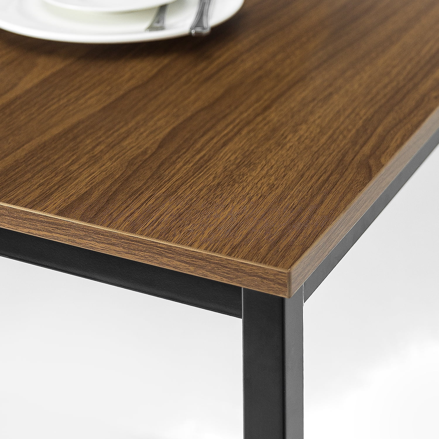 Zinus Louis 48” Brown Metal Frame Indoor Dining Table with Benches, 3 Piece Dining Set - Image 4