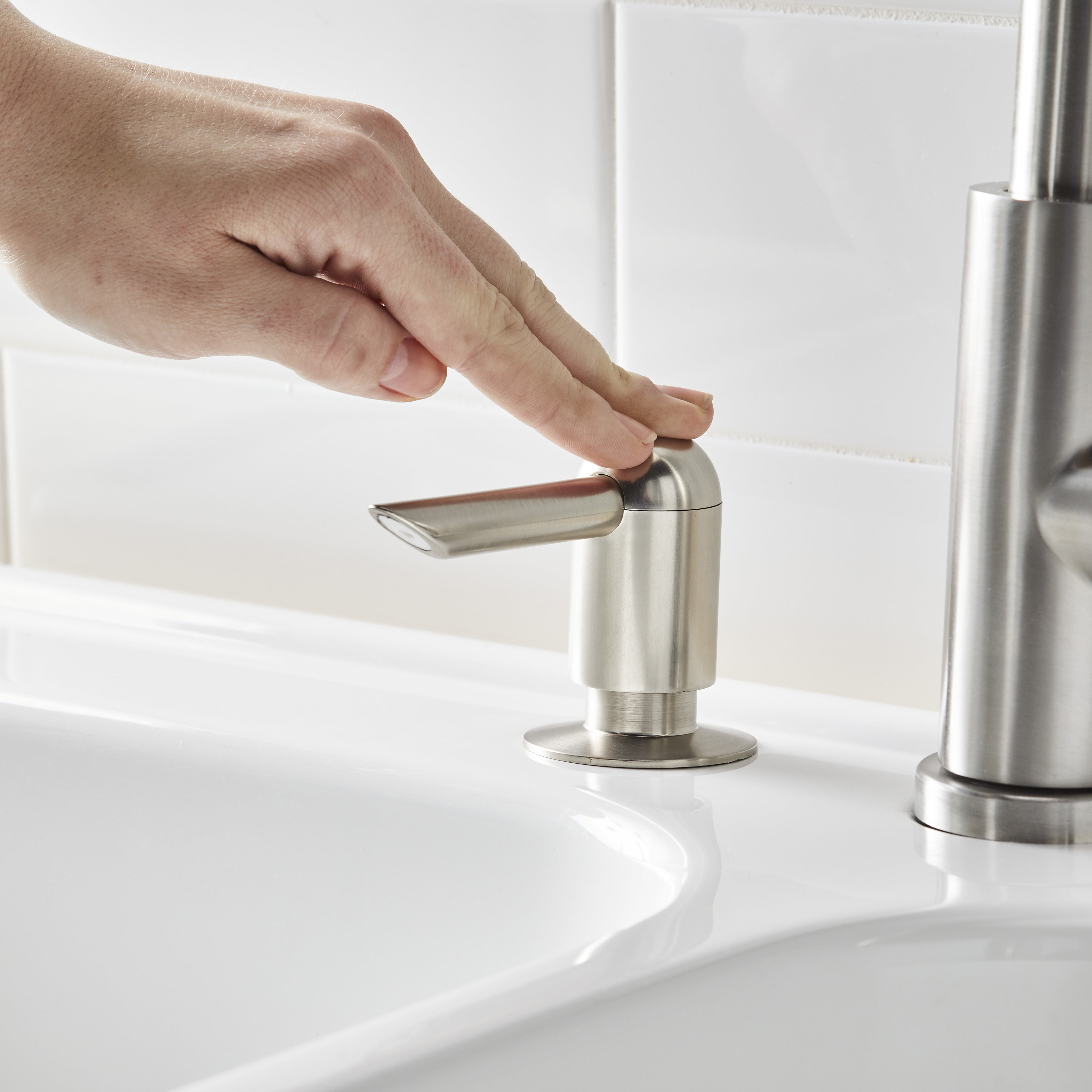 Better Homes & Gardens Elmont High Spout Single Handle Pull Down Kitchen Faucet with Soap Dispenser, Satin Nickel - Image 11