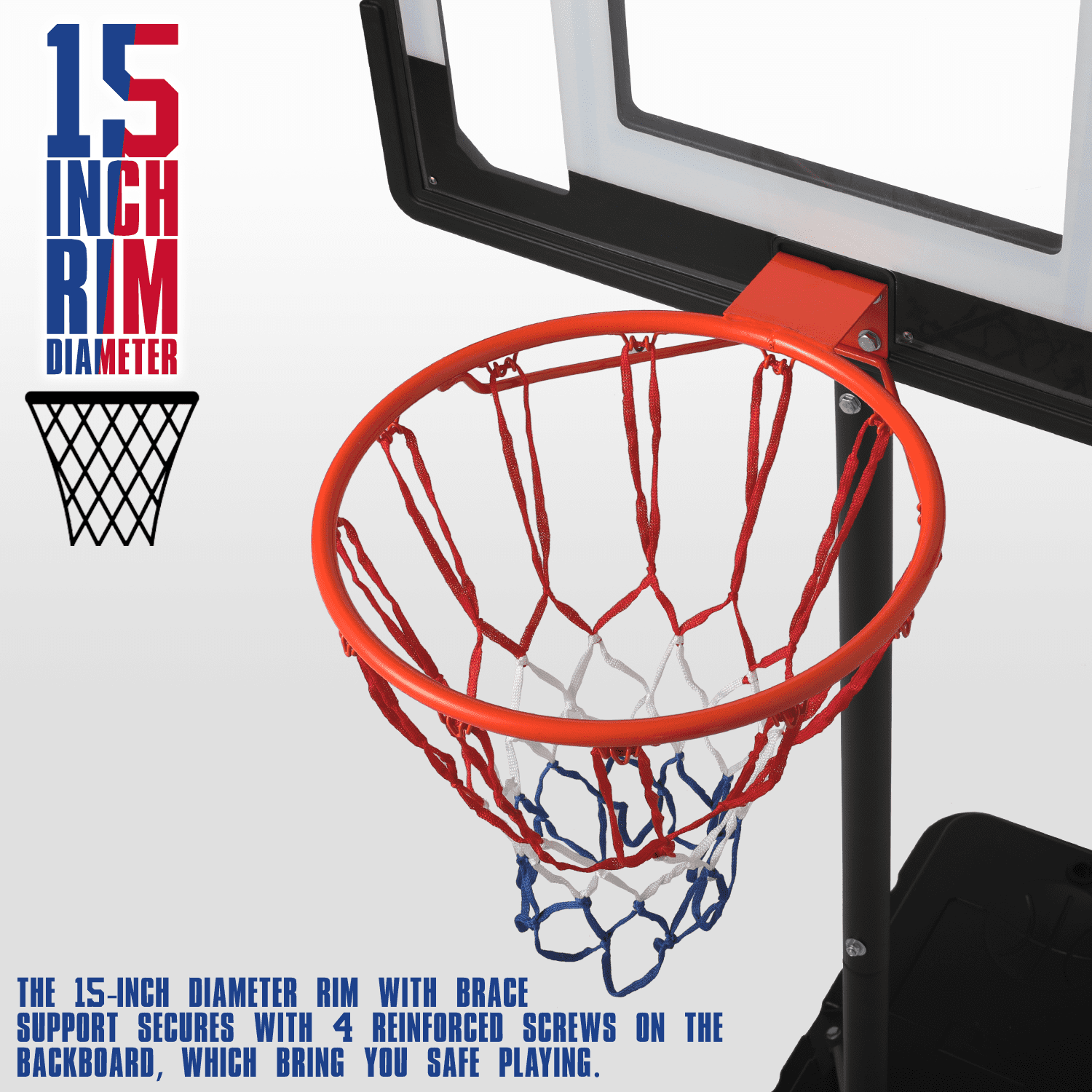 MoNiBloom Portable Basketball Hoop Goal 5ft - 7ft Adjustable with 33" Backboard Wheels Fillable Base, for Kids/Adults Indoor Outdoor, Birthday Gift, Black - Image 2