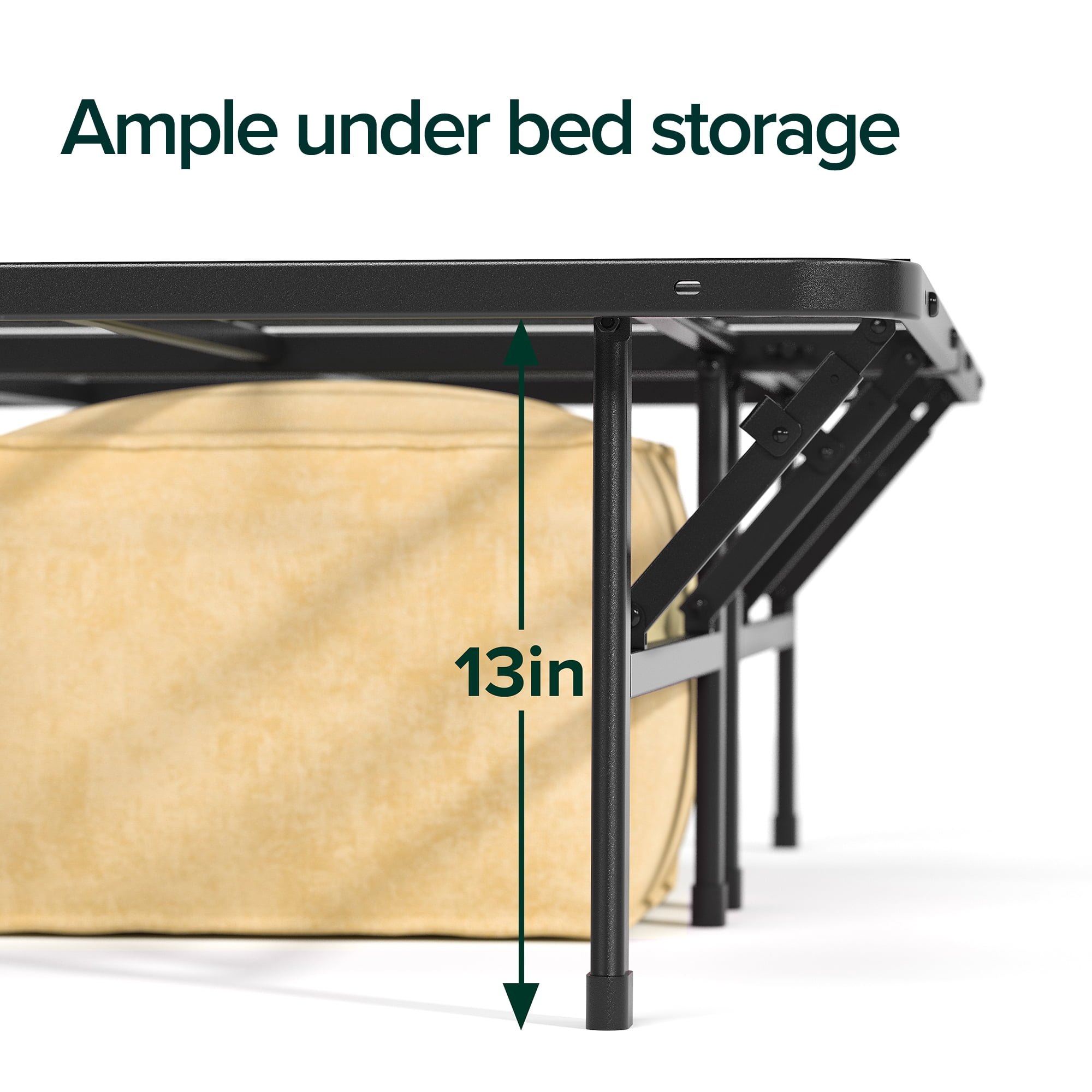 Zinus 42" SmartBase® Foundation with Upholstered Headboard, Metal Bed Frame, Queen - Image 9