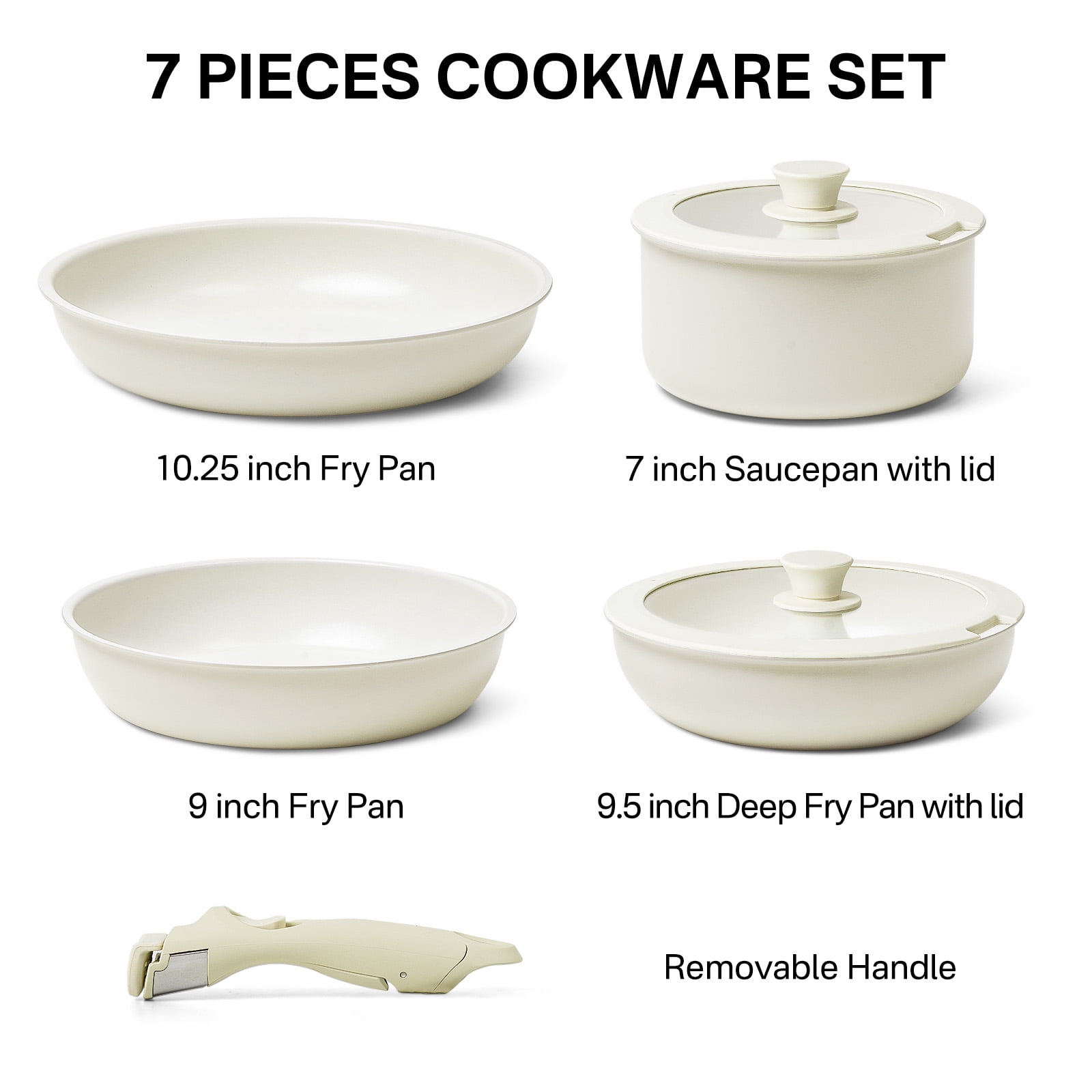 Innerwell 7pcs Nonstick Pots and Pans Set Cookware Detachable Handle Kitchen Set Removable Handle - Image 2