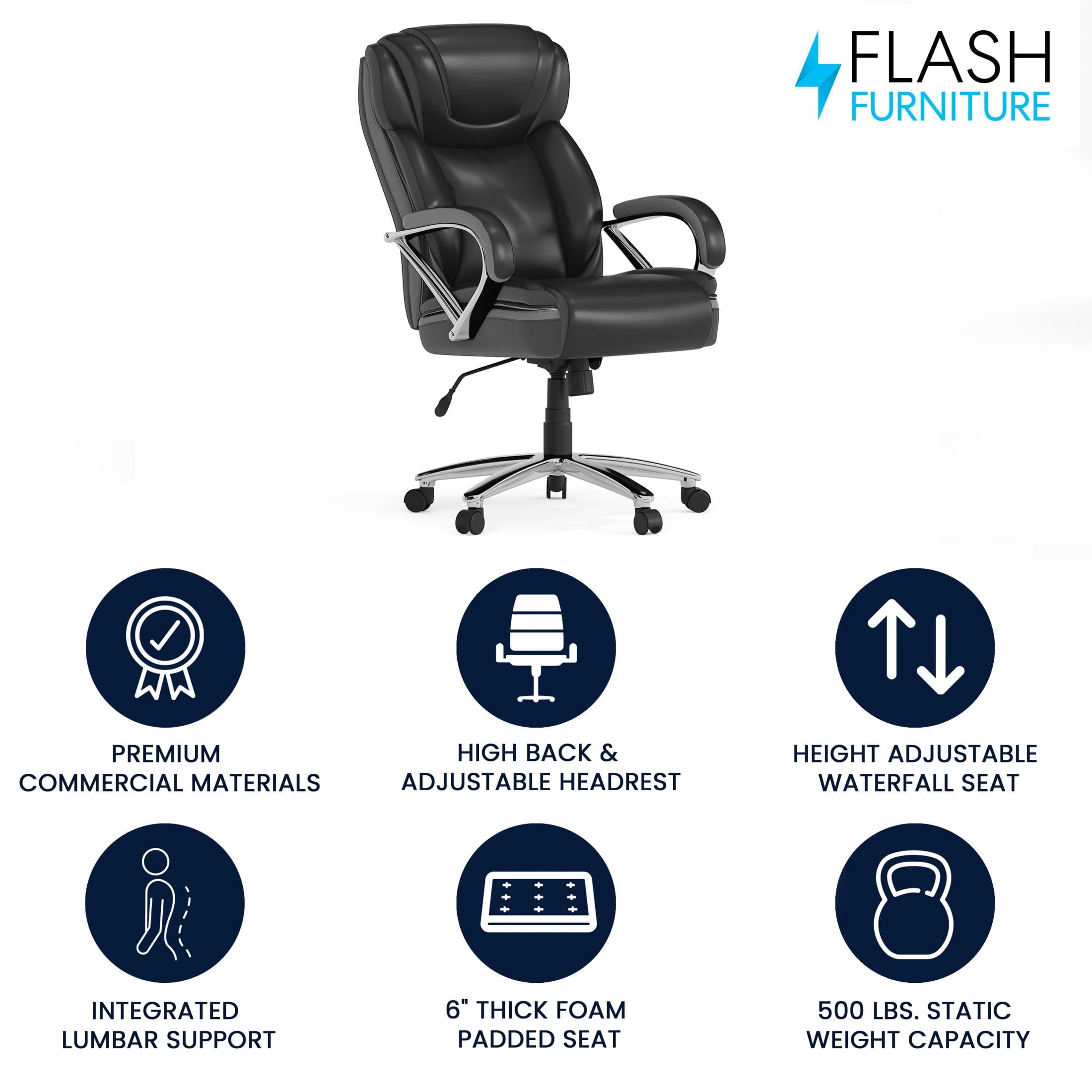 Flash Furniture Hercules Series Big & Tall Ergonomic LeatherSoft Office Chair, Black - Image 15