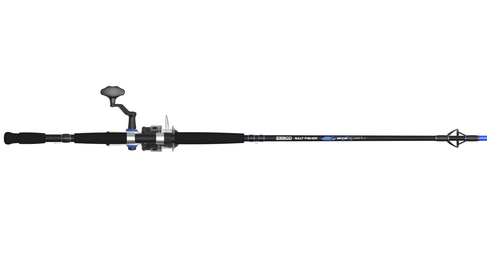 Zebco Salt Fisher Bite Alert Spinning Reel and Fishing Rod Combo, 7-Foot 2-Piece Rod, Size 60 Reel, Blue/White/Black - Image 4