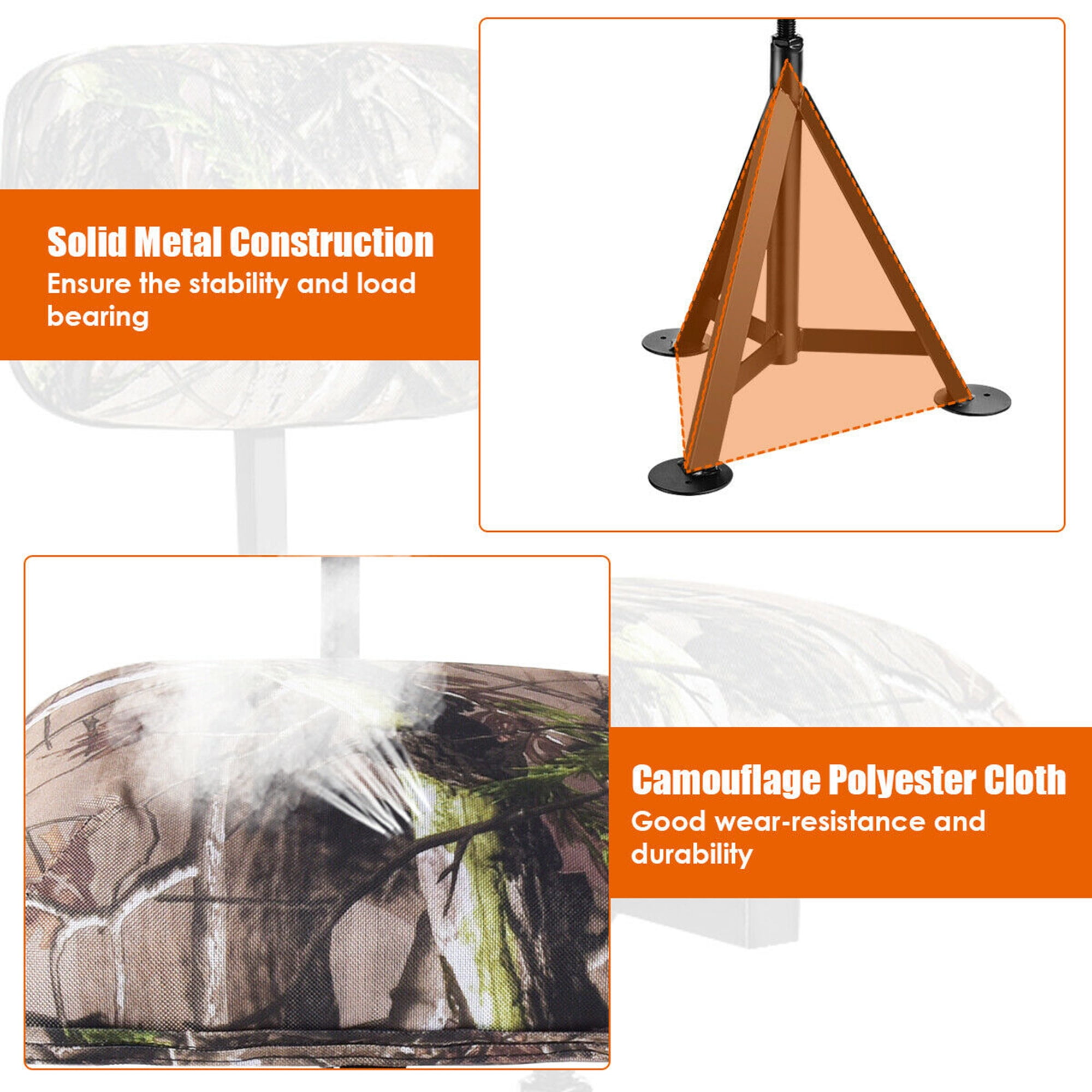 Gymax Swivel Hunting Chair Tripod Blind Stool w/ Detachable Backrest Outdoor Camping - Image 8