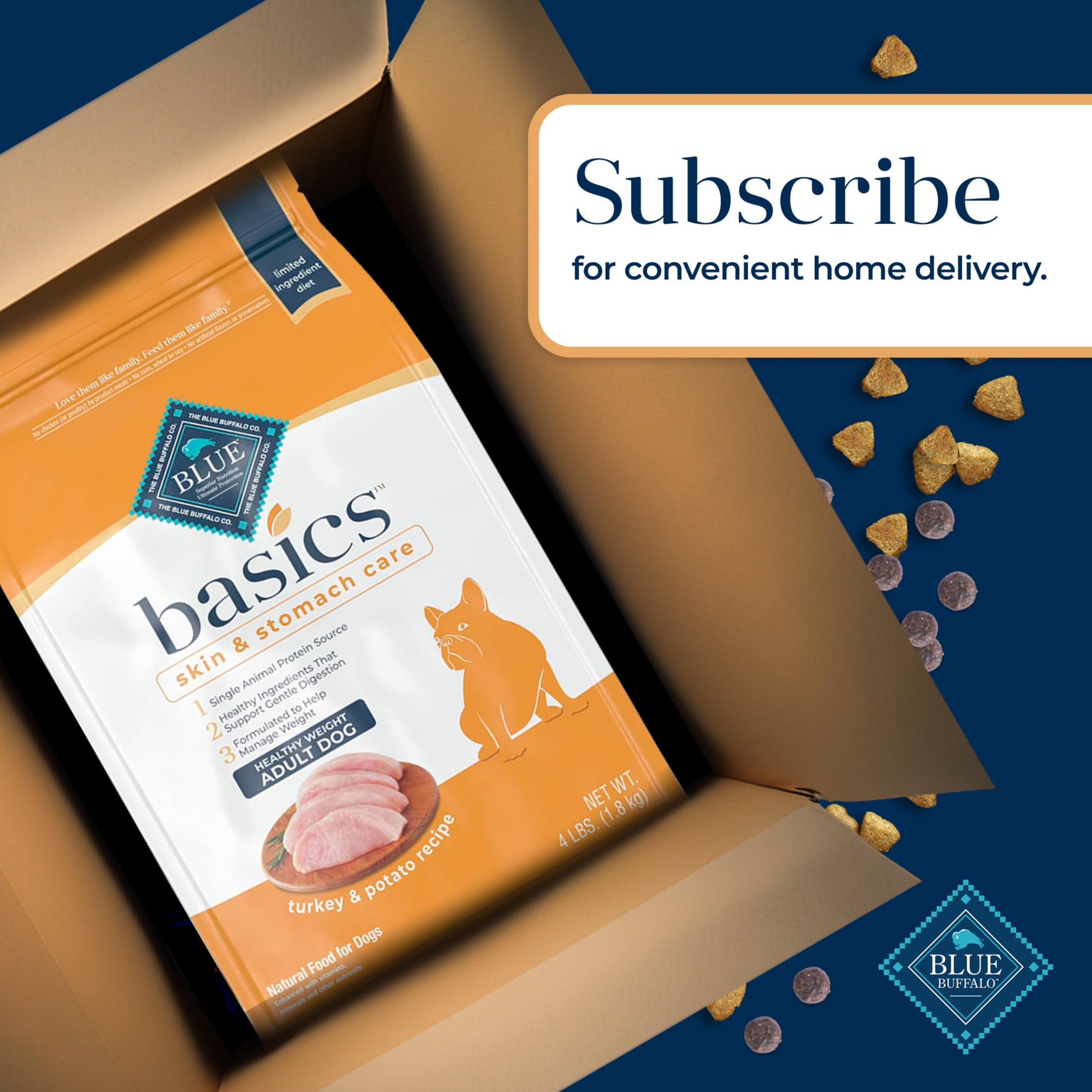 Blue Buffalo Basics Skin & Stomach Care, Natural Adult Healthy Weight Dry Dog Food, Turkey & Potato 24-lb - Image 3