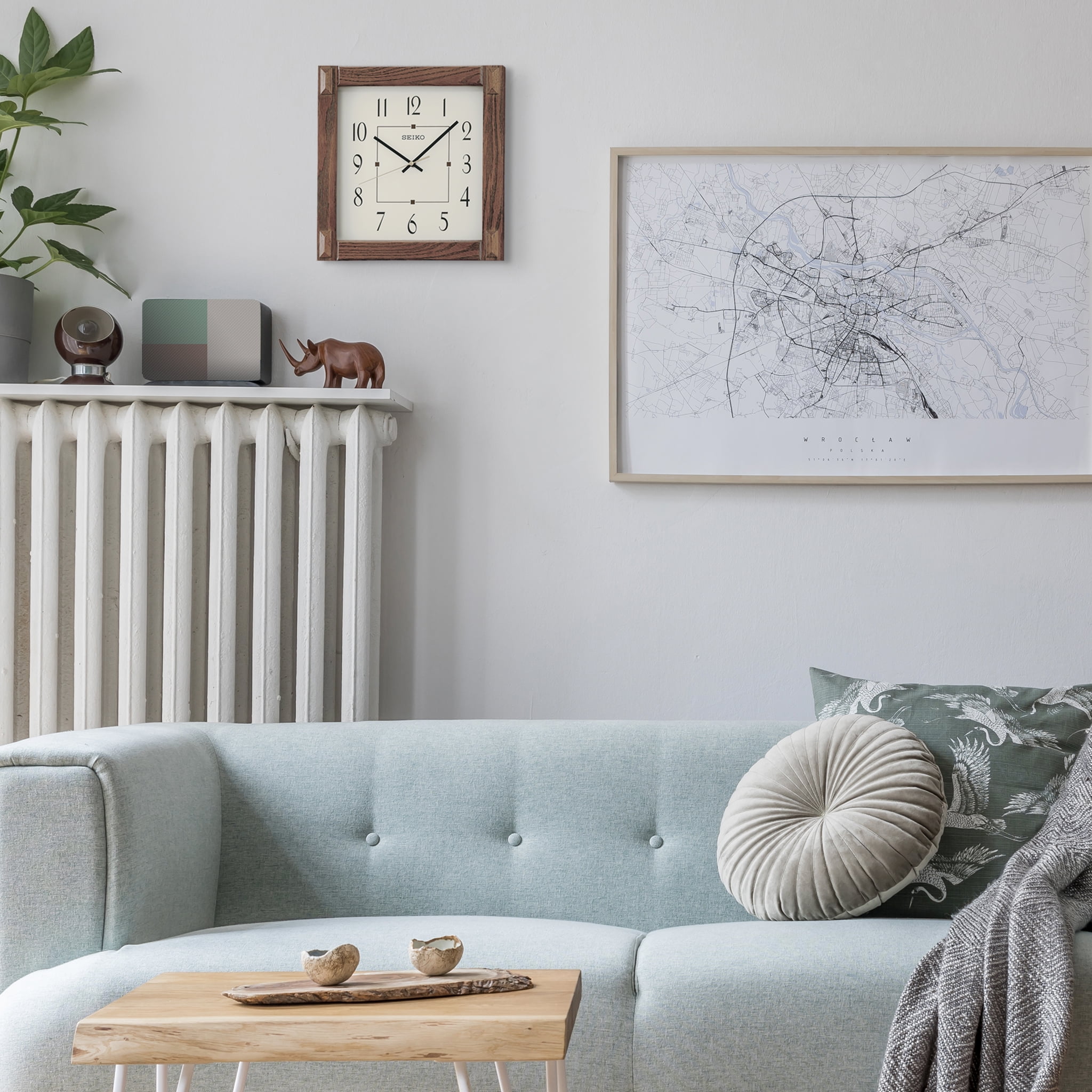 Seiko 13" Square Medium Brown Wood Wall Clock, Analog, Quartz, QXA469BLH - Image 5