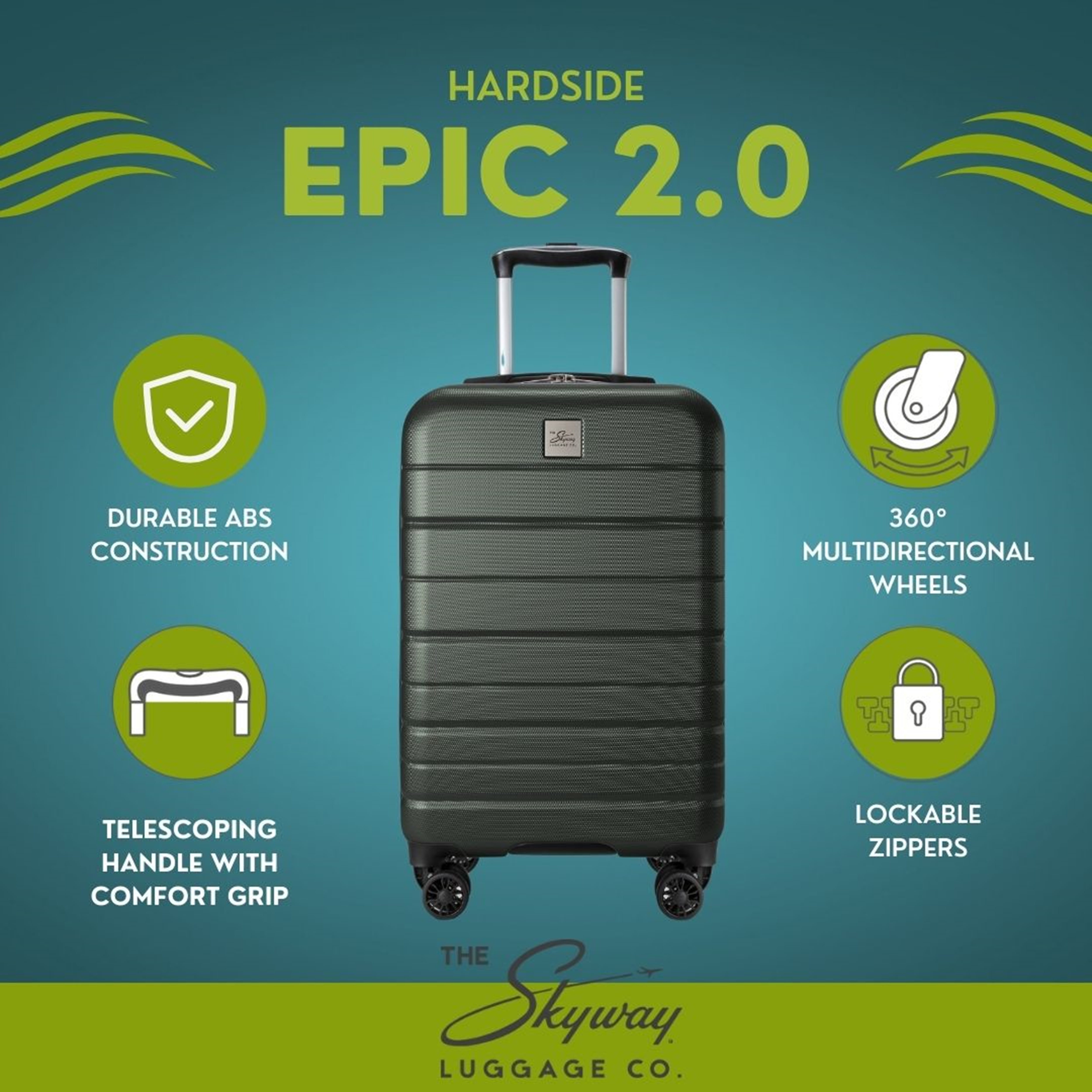 Skyway Luggage Epic 2.0 20" Hardside 8-Wheel Carry-On Spinner - Image 5