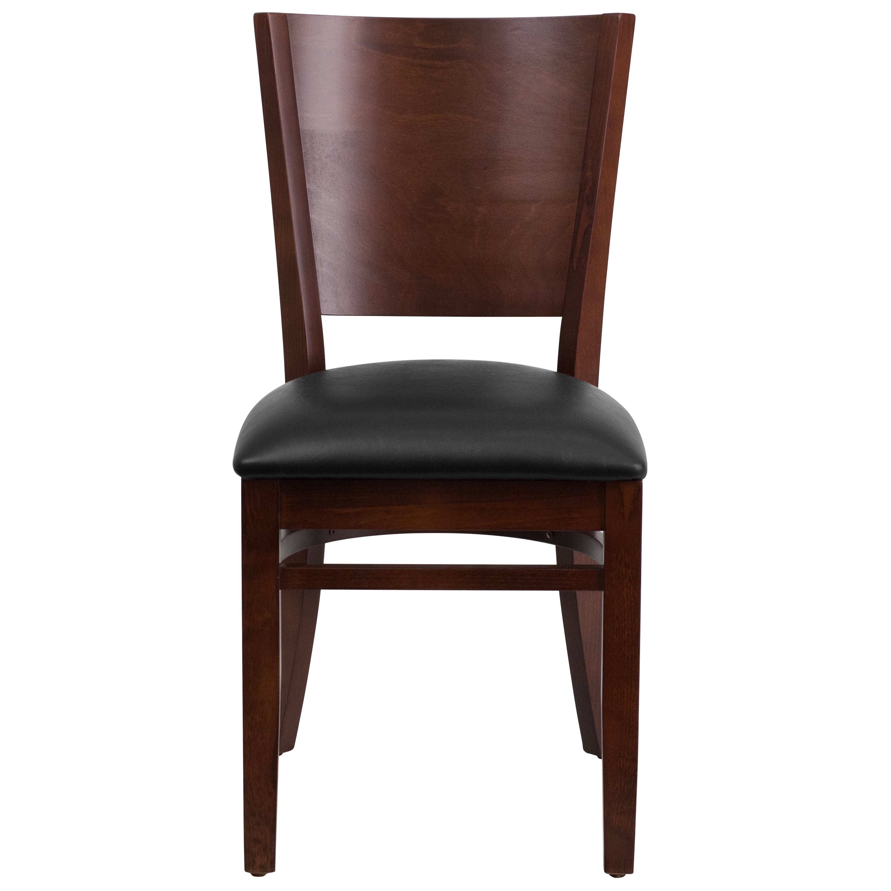 Flash Furniture Lacey Series Solid Back Walnut Wood Restaurant Chair - Black Vinyl Seat - Image 4