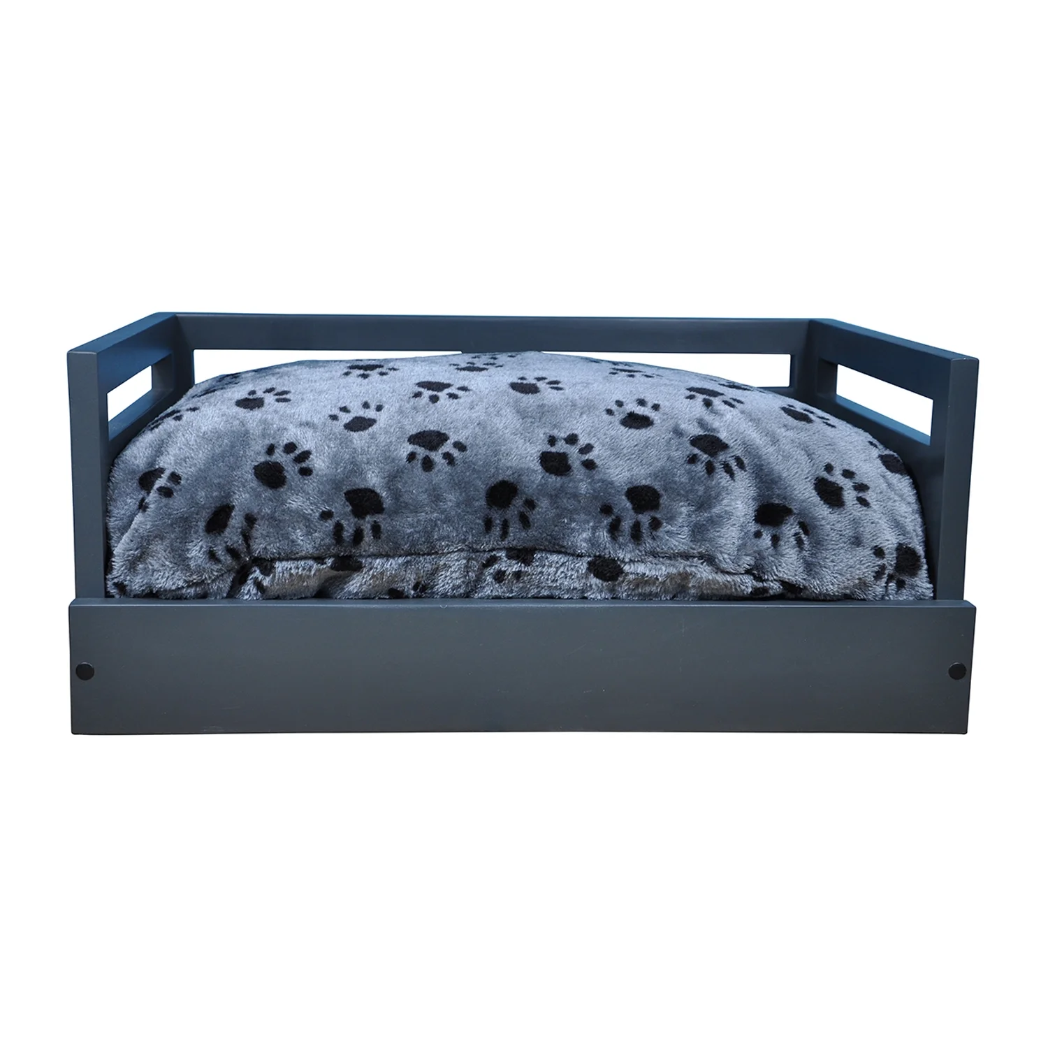 Wooden Pet Bed with Removable Cushion - Charcoal Gray - Medium - Image 3