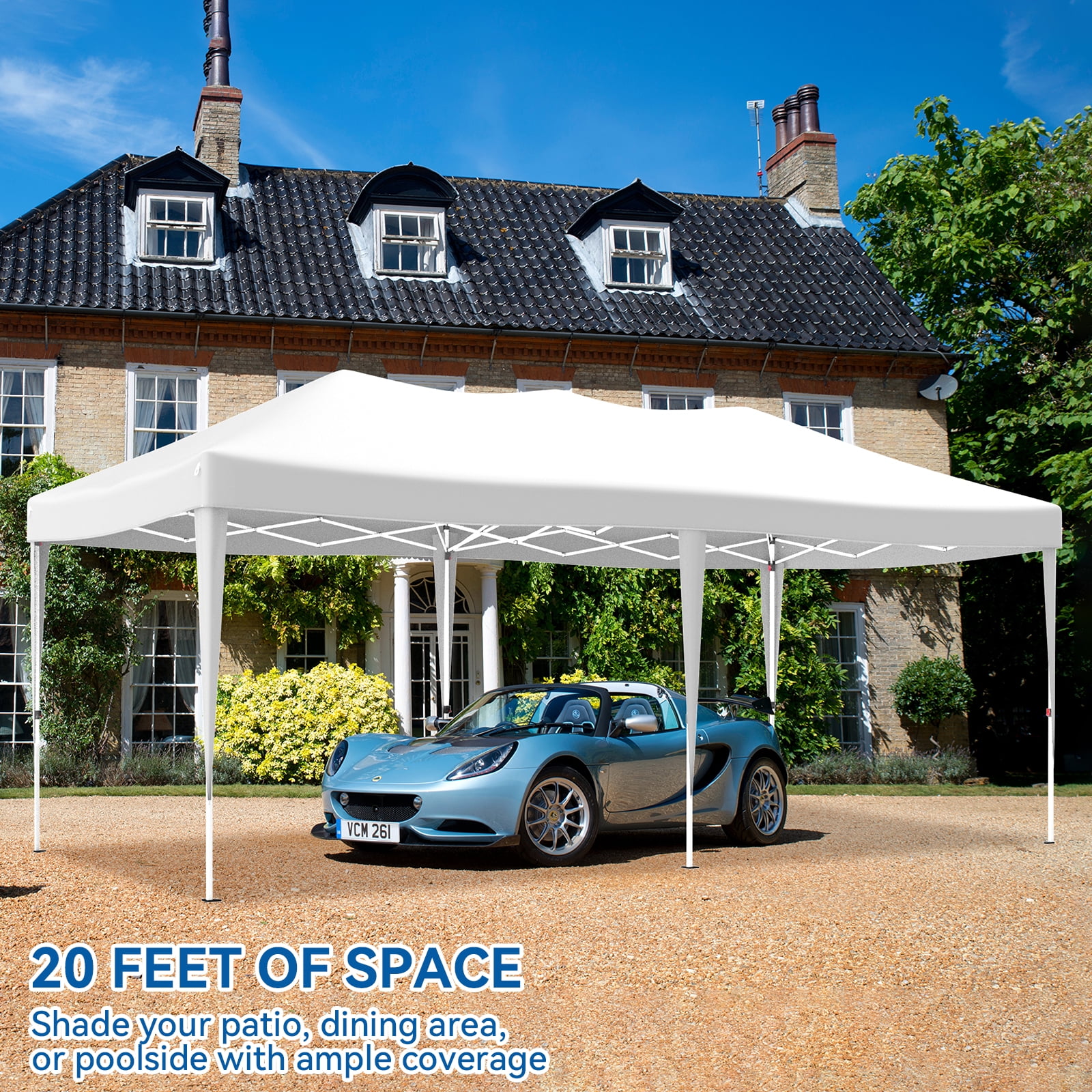 VECUKTY 10 x 20ft Pop up Canopy Tent with 6 Sidewalls, Wheeled Bag, Shelter for Outdoor Shade,White - Image 10