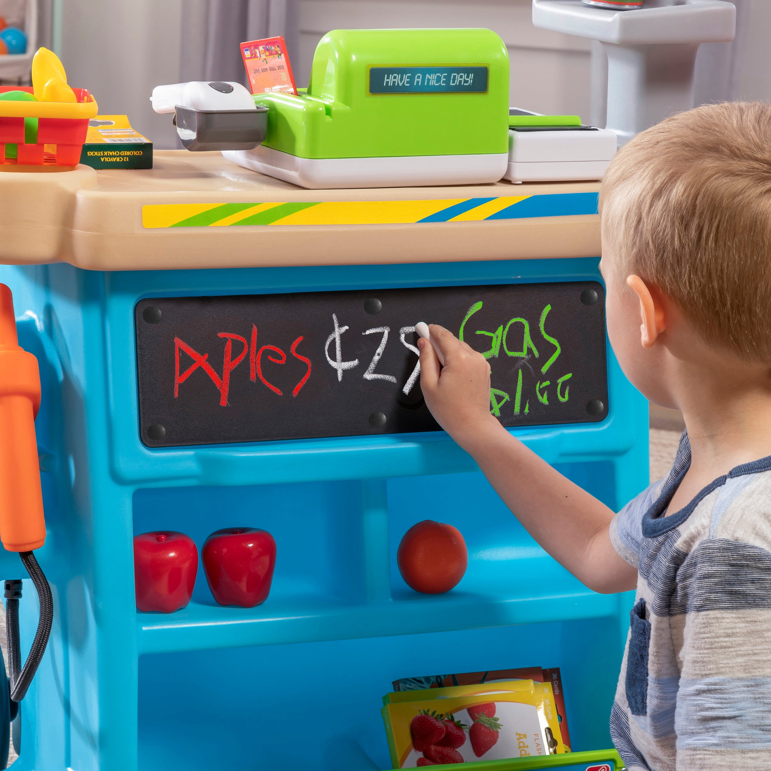 Step2 Stop & Go Market Blue Outdoor Playhouse and Kids Playset with Umbrella - Image 11