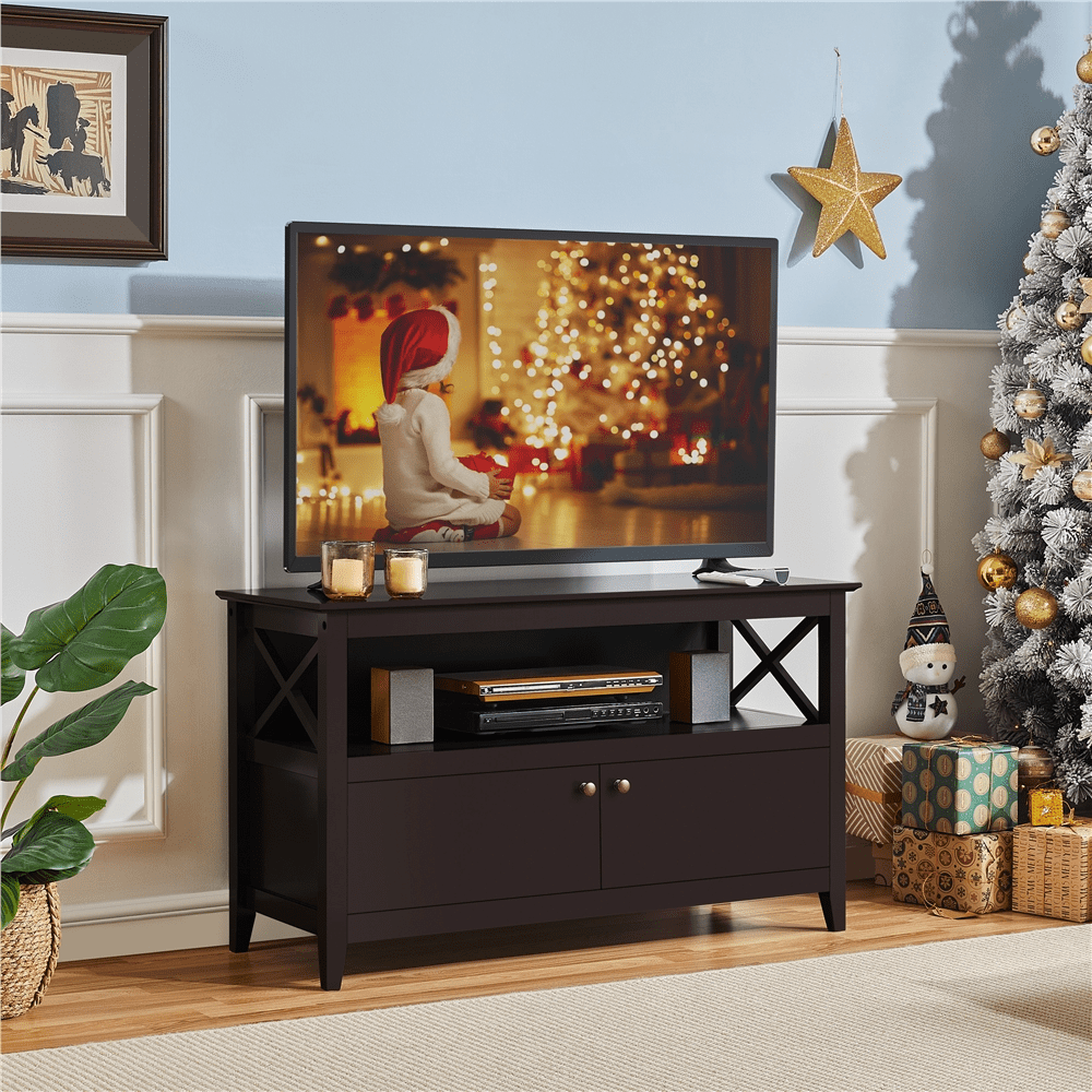 Renwick X Shape TV Stand with Storage and 2 Doors for TVs up to 50'', Espresso - Image 7