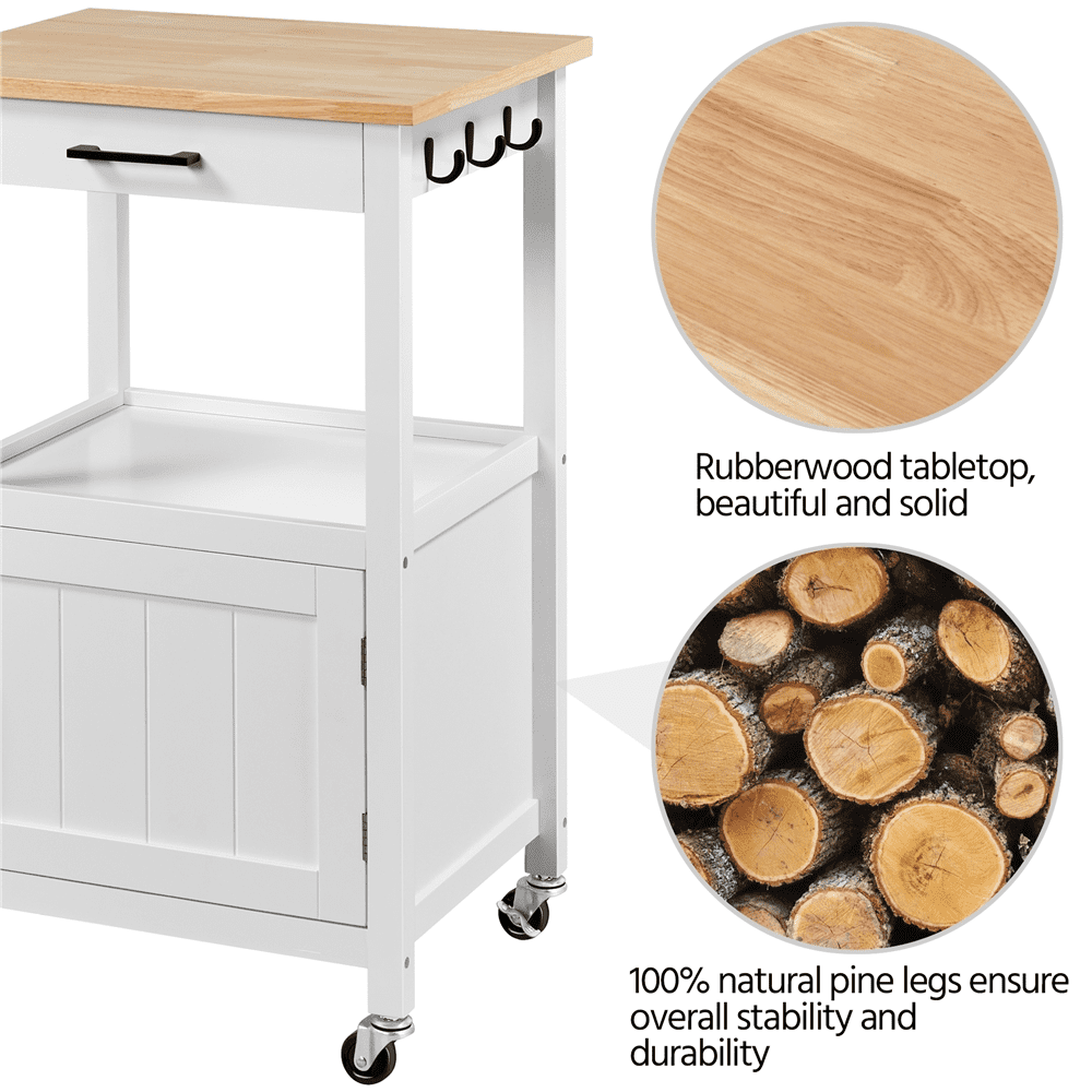 Renwick 22" Rolling Kitchen Island Cart with Wheels, White - Image 4