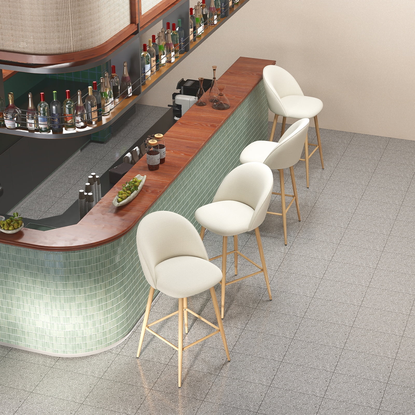 Homy Casa 26" Swivel Counter Height Bar Stools, Set of 2, Kitchen Island & Dining Chairs Ivory - Image 7