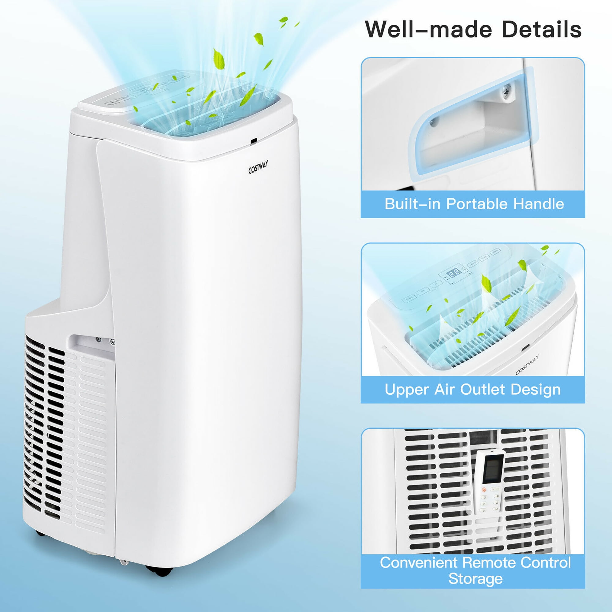 Costway 6350 BTU (9000BTU ASHRAE) Portable Air Conditioner 3-in-1 Air Cooler Fan Dehumidifier w/ Remote - Image 9