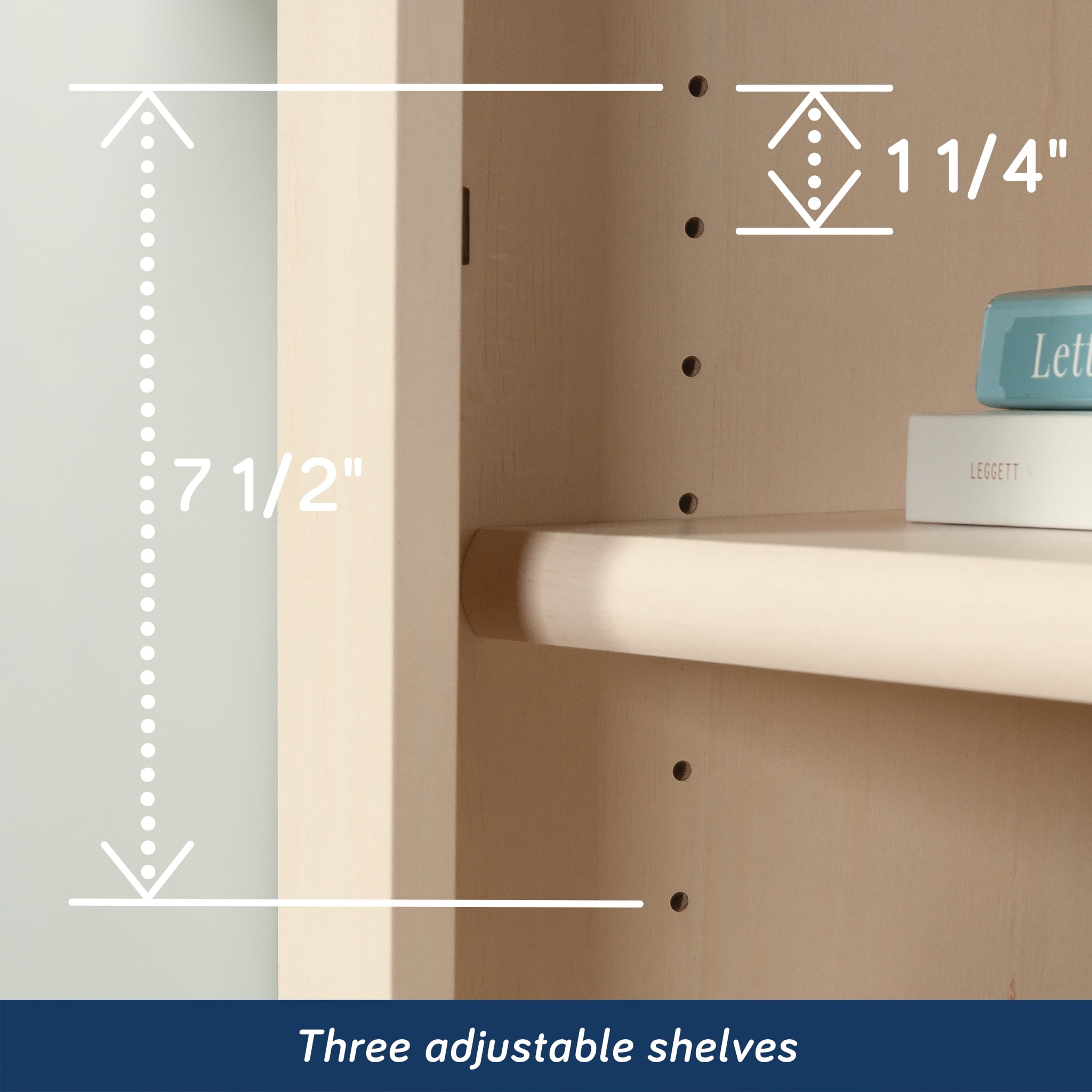 Sauder Harbor View 5 Shelf Bookcase, Antiqued White Finish - Image 5