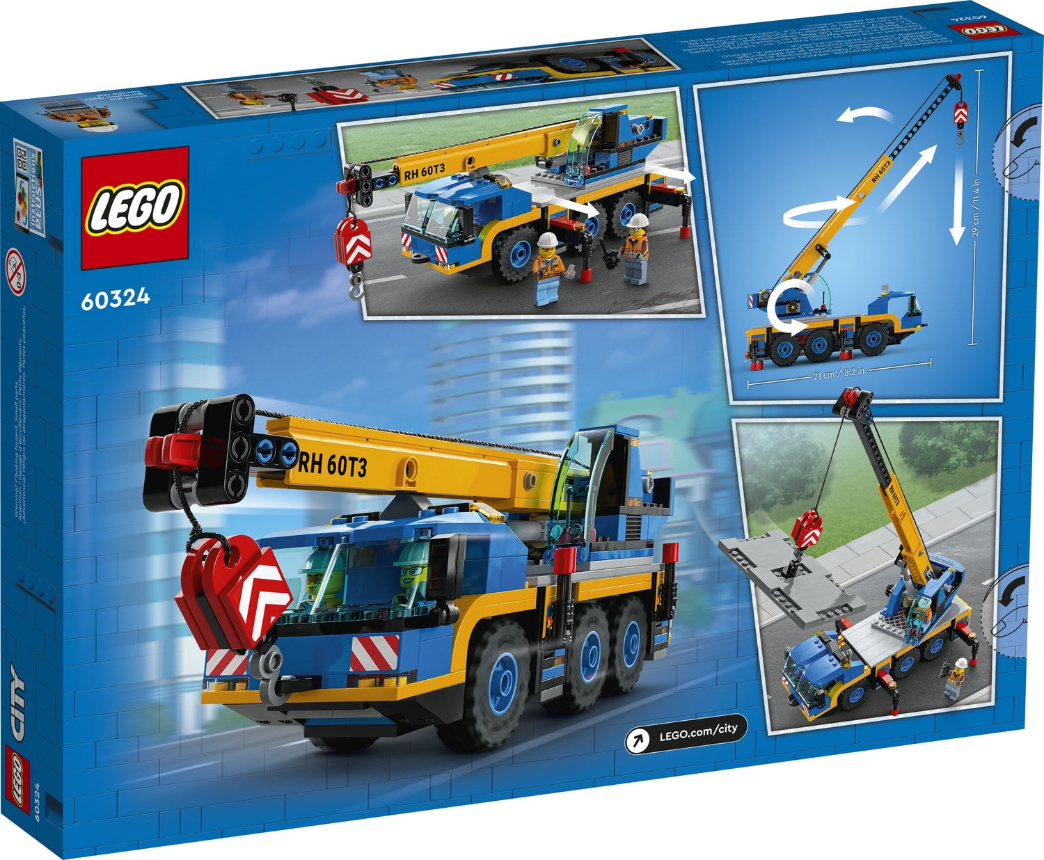 LEGO City Great Vehicles Mobile Crane Truck Toy Building Set 60324 - Construction Vehicle Model, Featuring 2 Minifigures with Tool Toys Kit and Road Plate, Playset for Boys and Girls Ages 7+ - Image 9