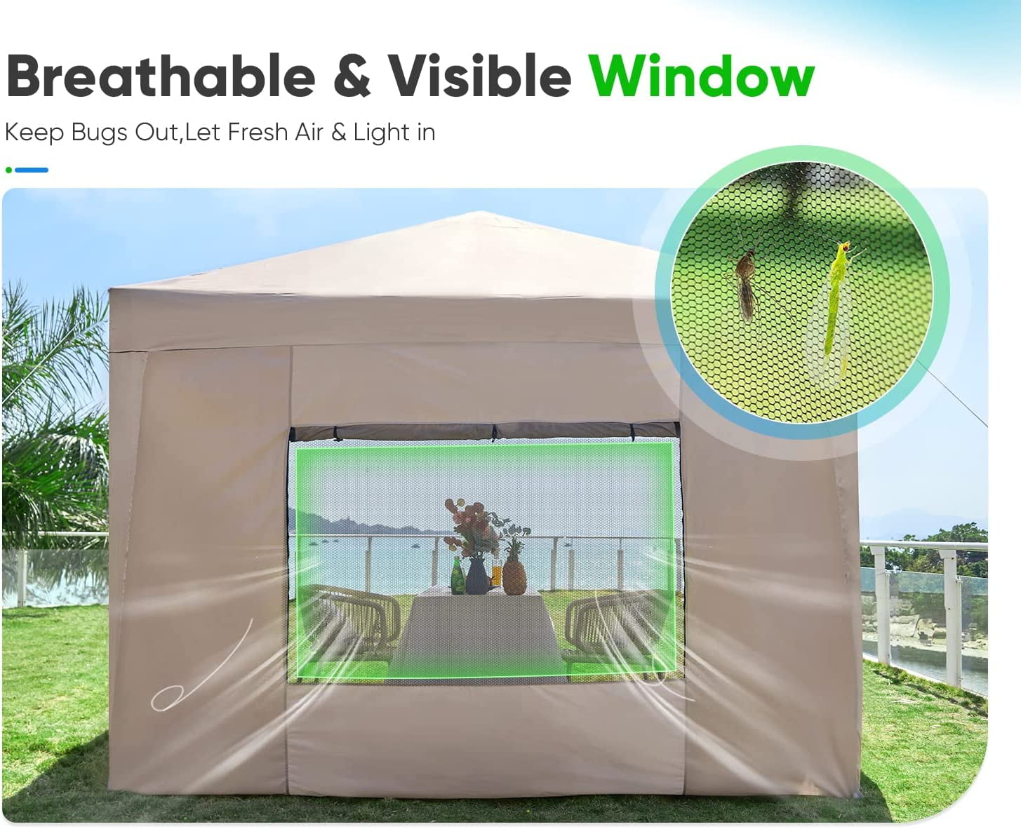 Quictent Privacy 10'x10’Pop up Canopy Tent with Sidewalls Enclosed Instant Gazebo Shelter Waterproof (Beige) - Image 4