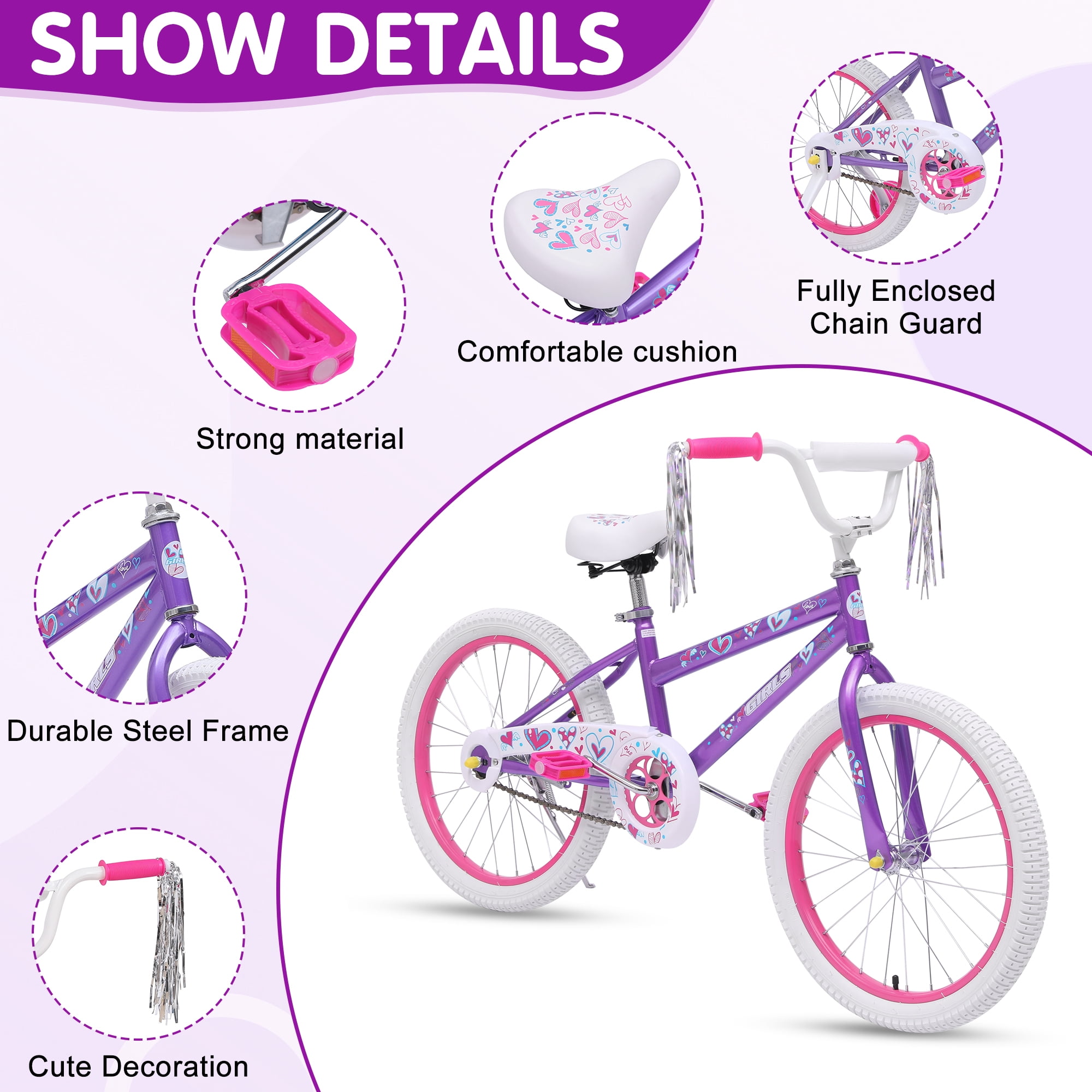 SUGIFT 20 in. Kids Bike Child Bicycle for Girls Age 7-14 Years - Image 5