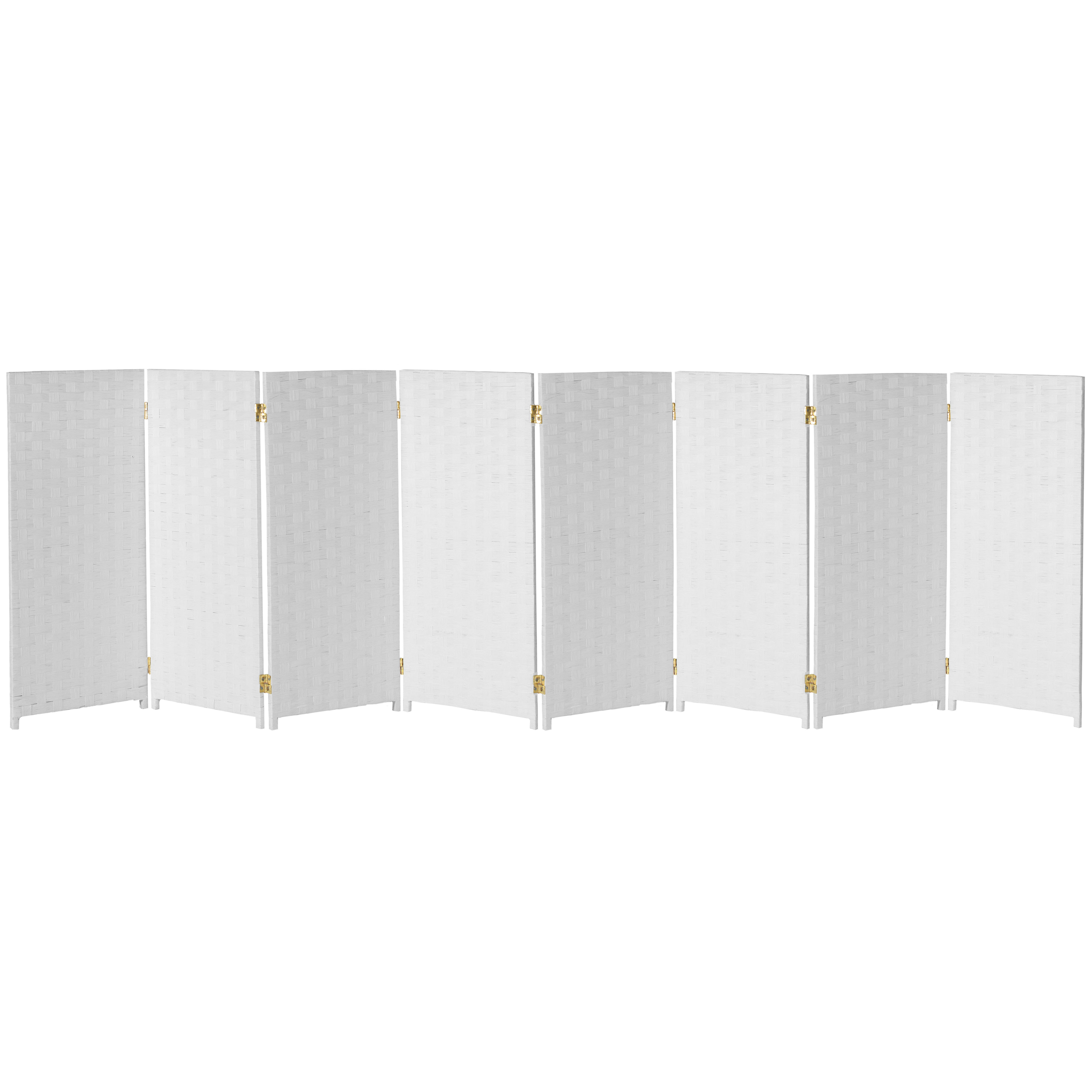 Red Lantern 3 ft. Short Woven Fiber Folding Screen - White - 8 Panel - Image 5