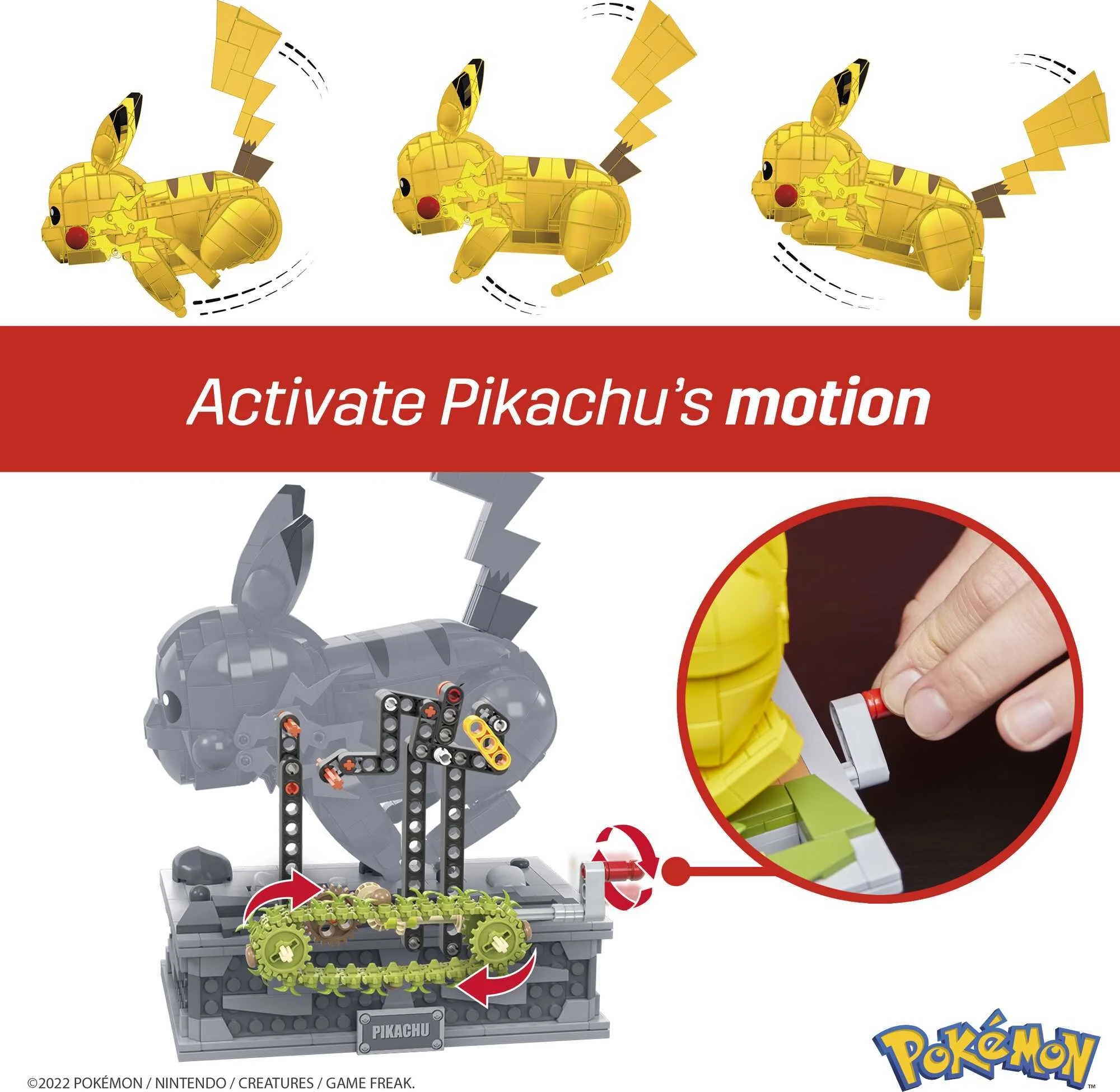 MEGA Pokemon Building Kit Motion Pikachu (1092 Pieces) for Collectors - Image 5