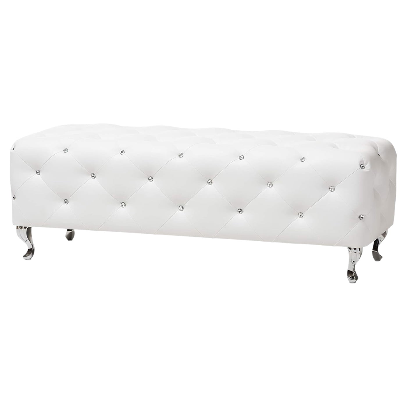 Baxton Studio Stella Crystal Tufted Leather Modern Bench, Multiple Colors - Image 3