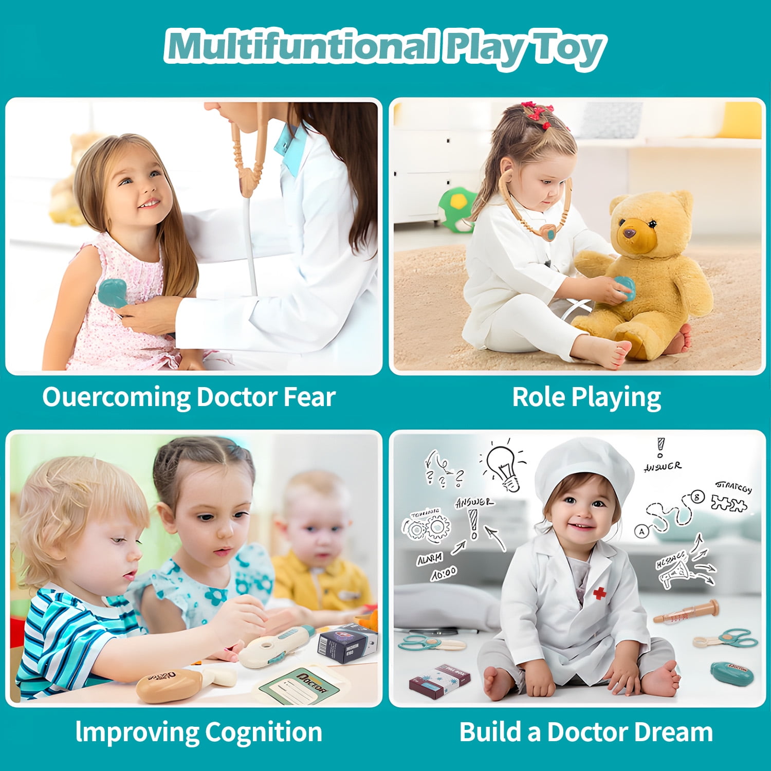 Petbank 28PCS Doctor Kit for Kids, Pretend Medical Station Toy Set for Girls Boys, Mobile Cart Doctor Role Play Toys for Toddler Gift Age 3+ - Image 9